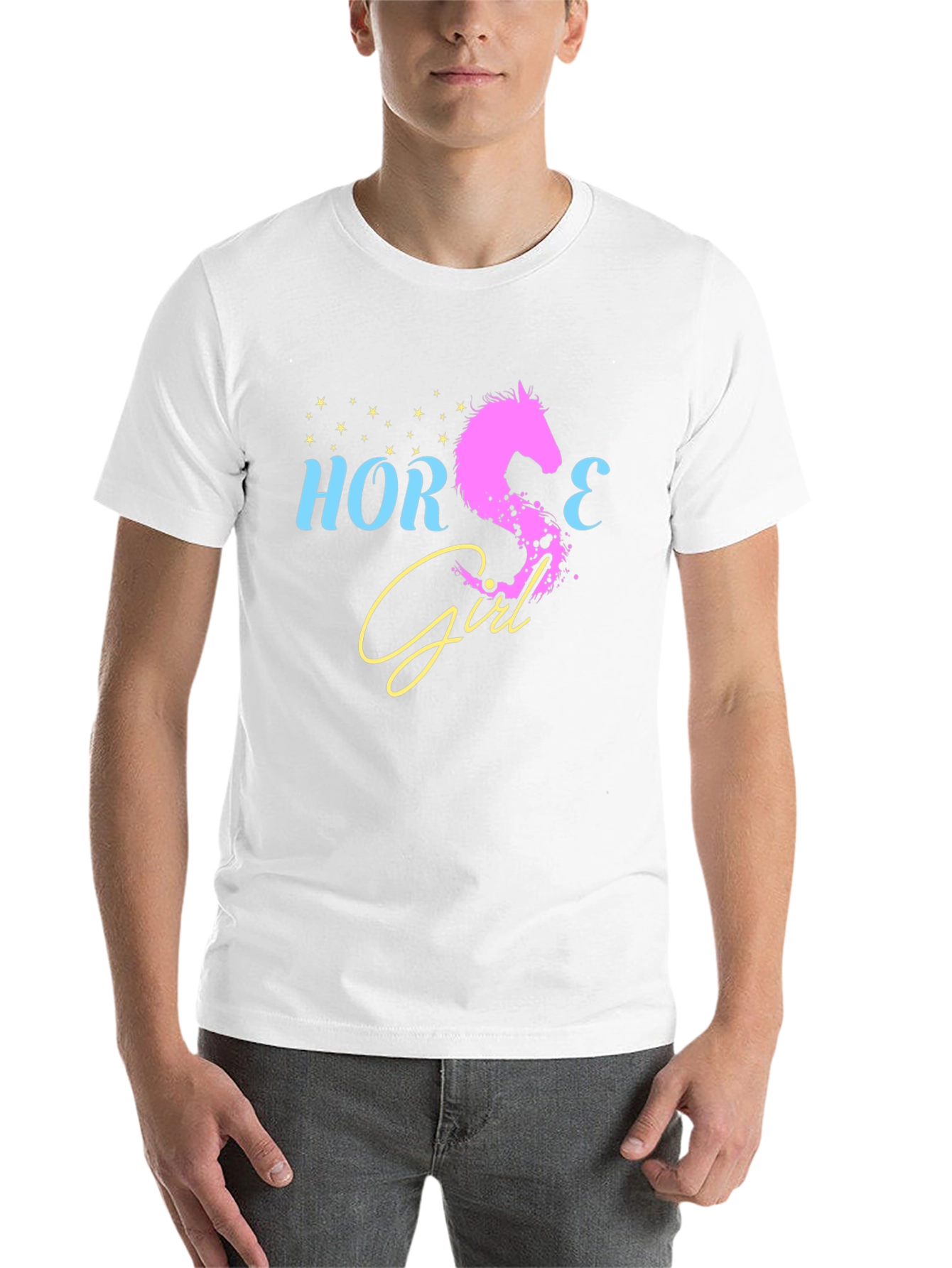 Black Horse Girl Graphic Tee - Black Cotton T-Shirt view 14