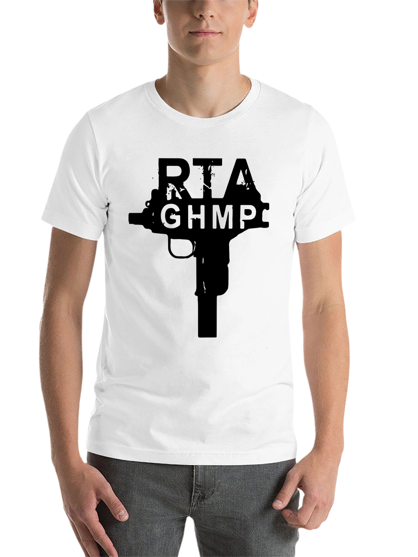 Black RTAGHMPC Gun Graphic Black T-Shirt view 14