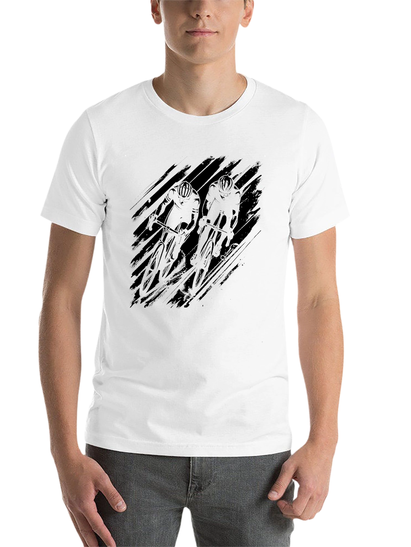 Black Men's Black Cycling Graphic T-Shirt view 14