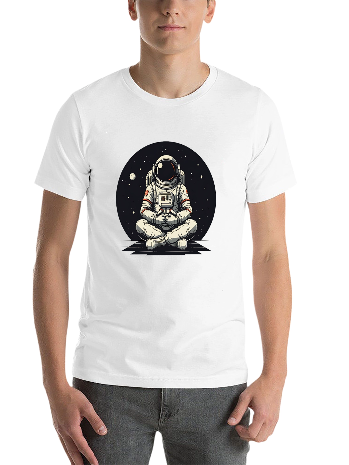 Black Meditating Astronaut Graphic Tee - Cool Space Design view 14