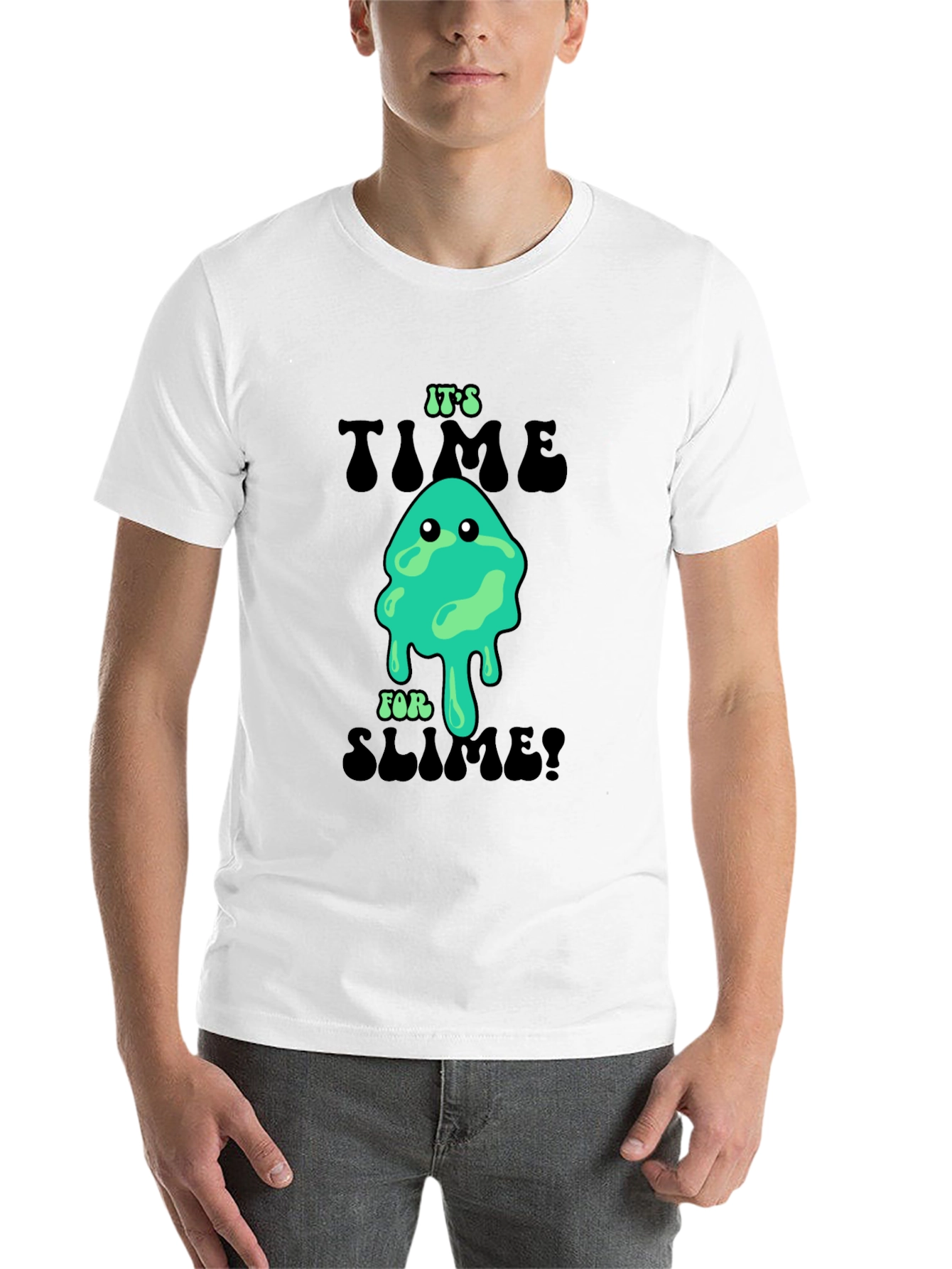 Black It's Time for Slime! Novelty Graphic T-Shirt view 14
