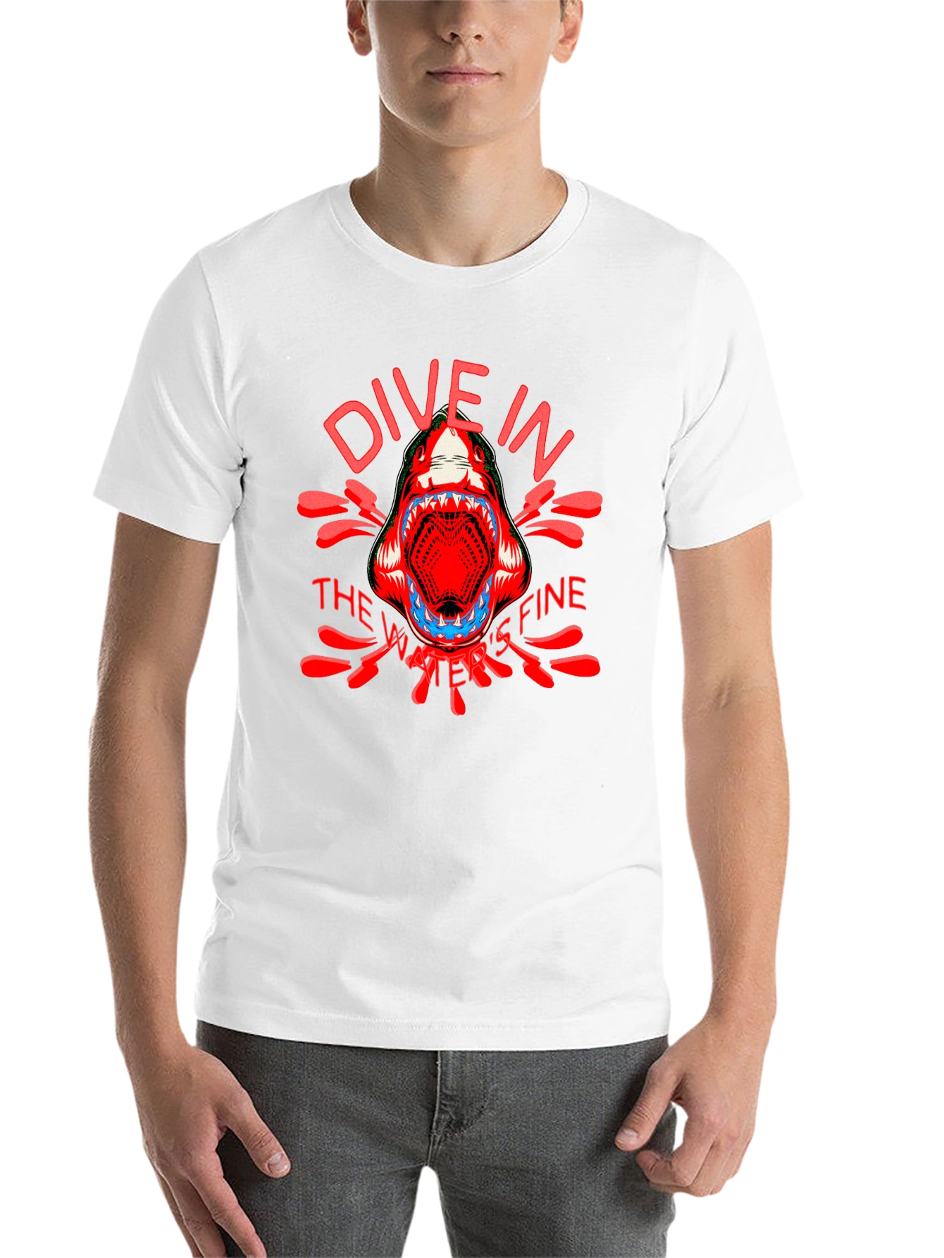 Black Dive In Shark Graphic T-Shirt view 14