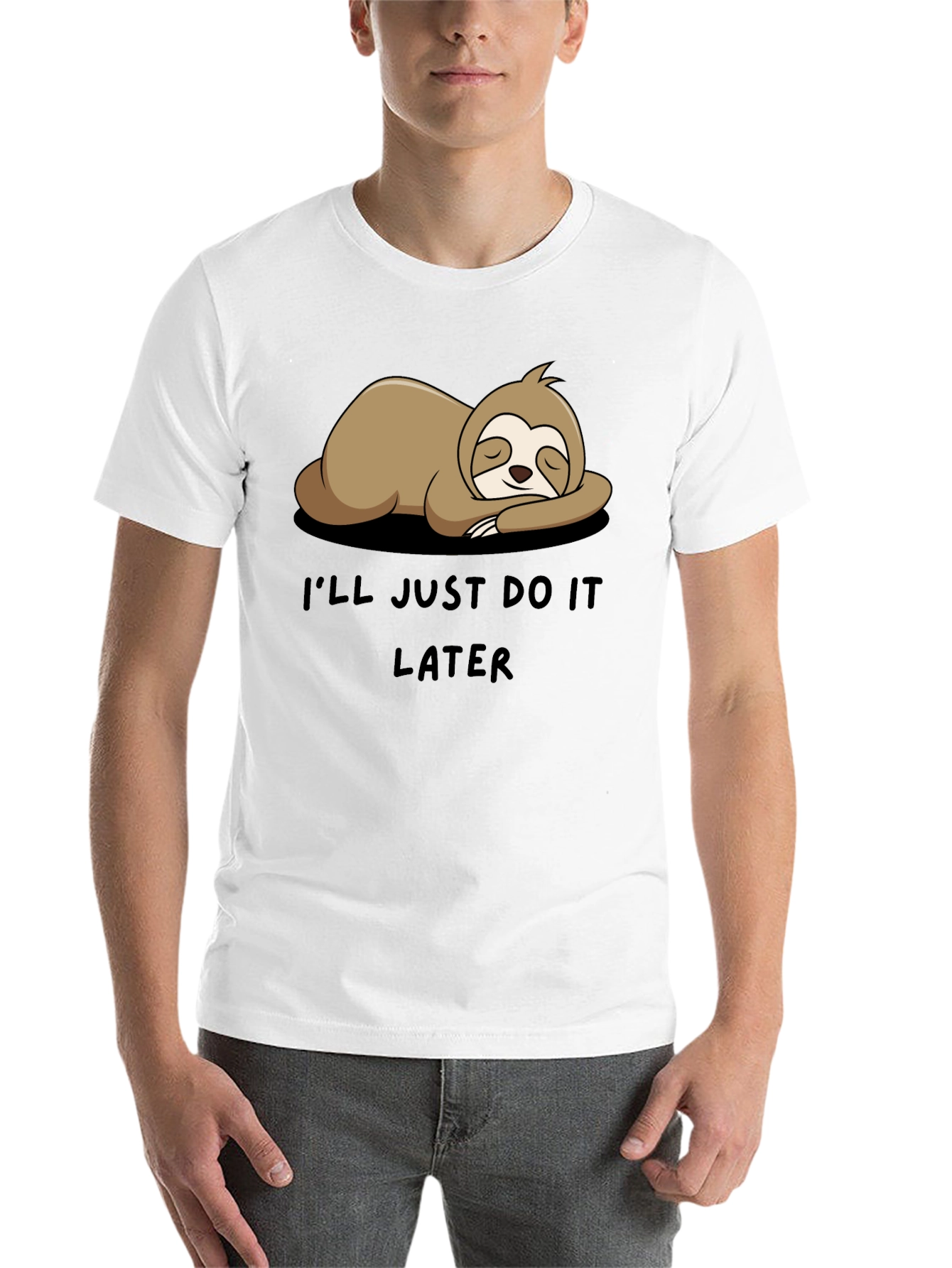 Black Sloth Do It Later Funny Graphic Tee view 14