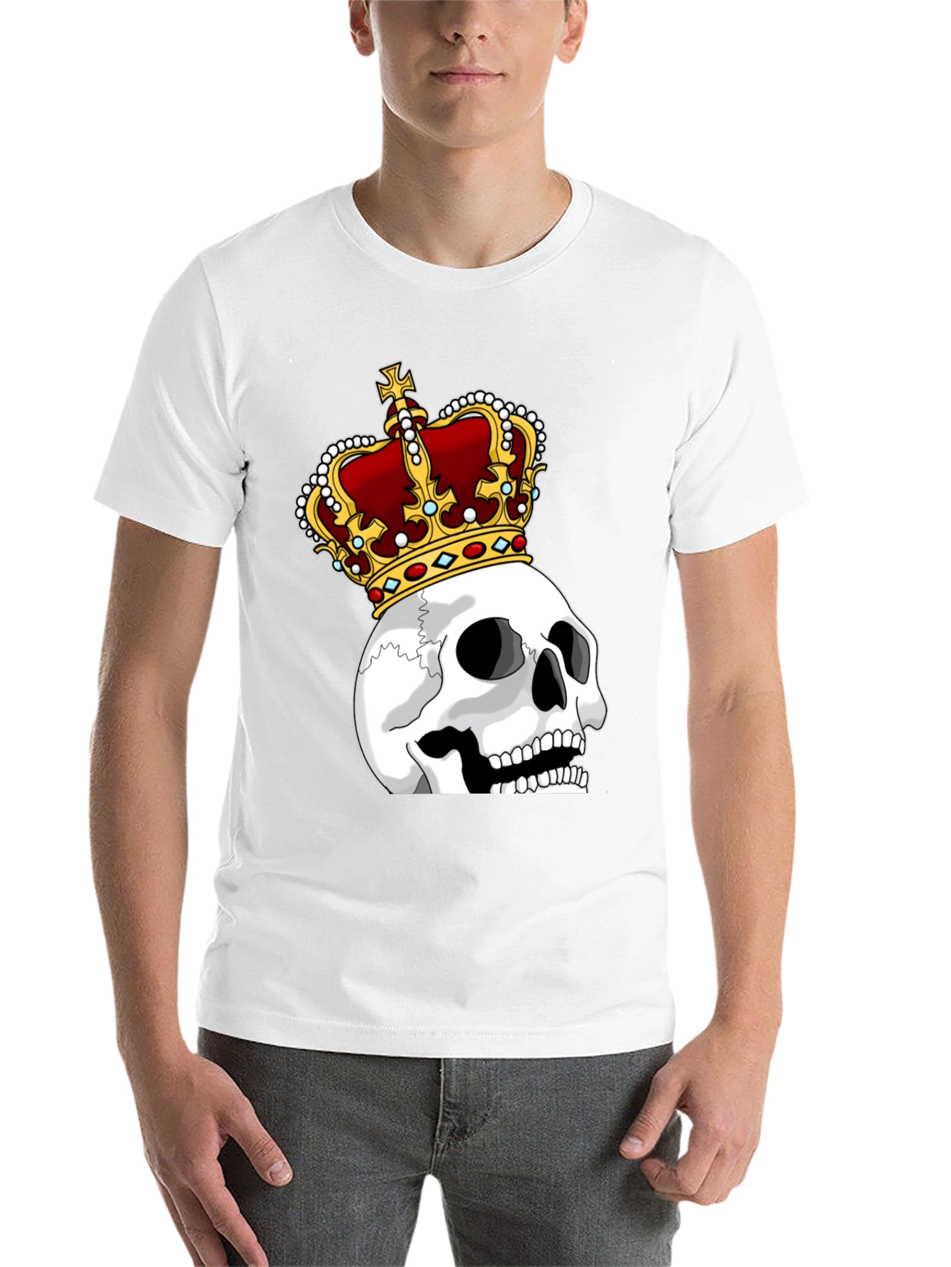 Black Skull King Graphic Tee - Black Cotton T-Shirt view 14