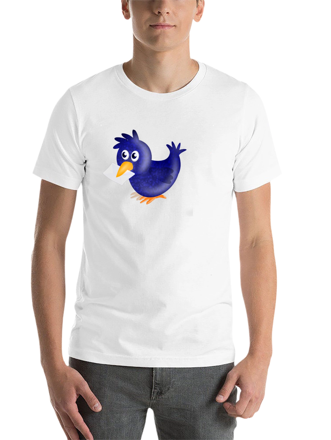 Black Novelty Cartoon Blue Bird T-Shirt view 14