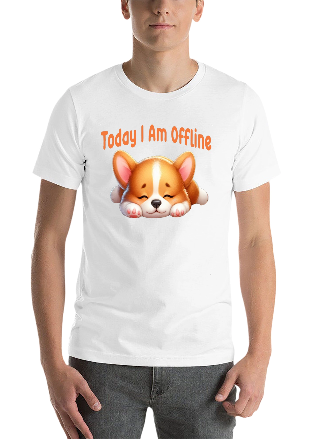 Black Today I Am Offline T-Shirt - Cute Sleeping Corgi view 14