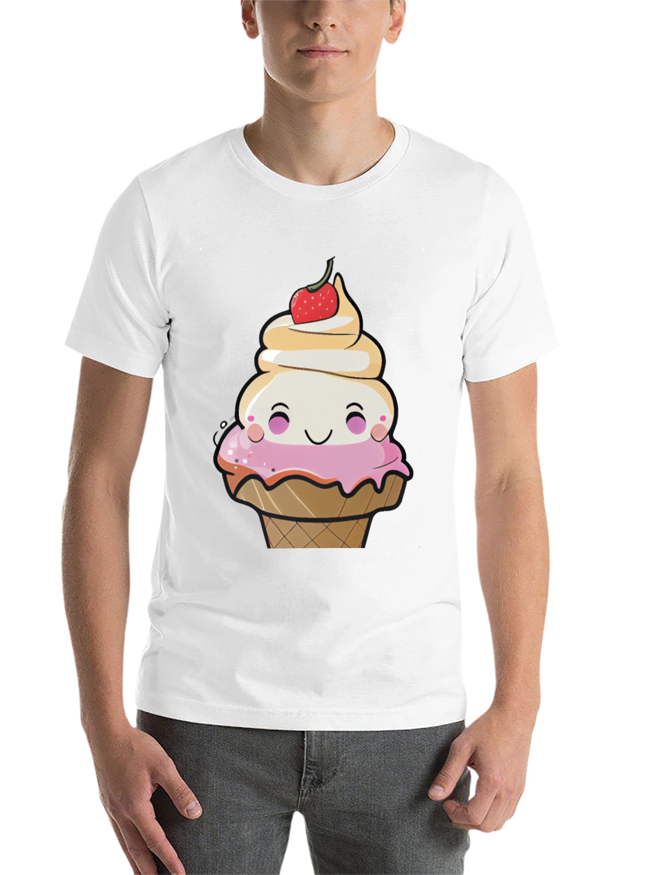 Black Cute Ice Cream Cone Graphic T-Shirt view 14