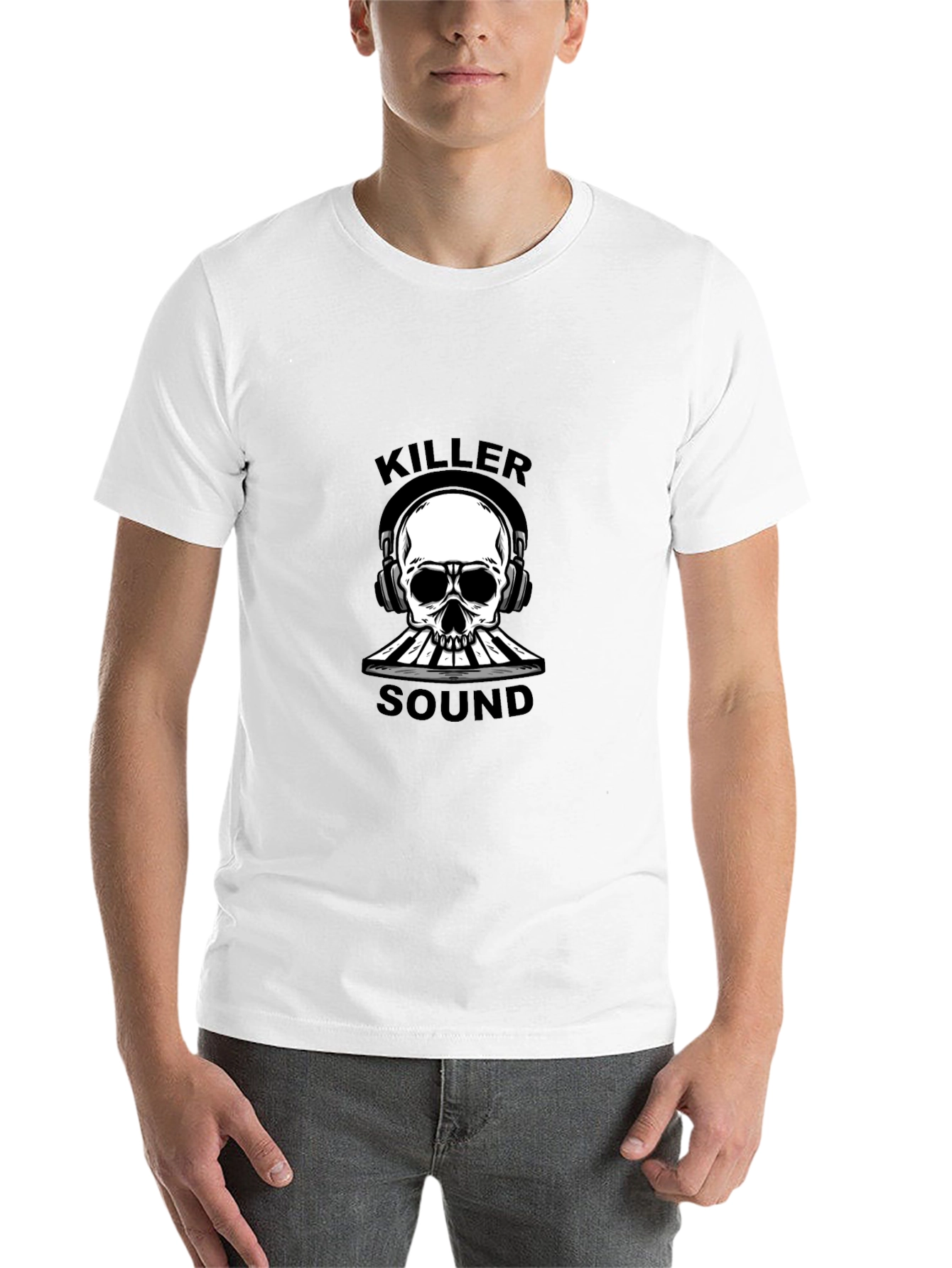 Black Killer Sound Skull Graphic Tee view 14