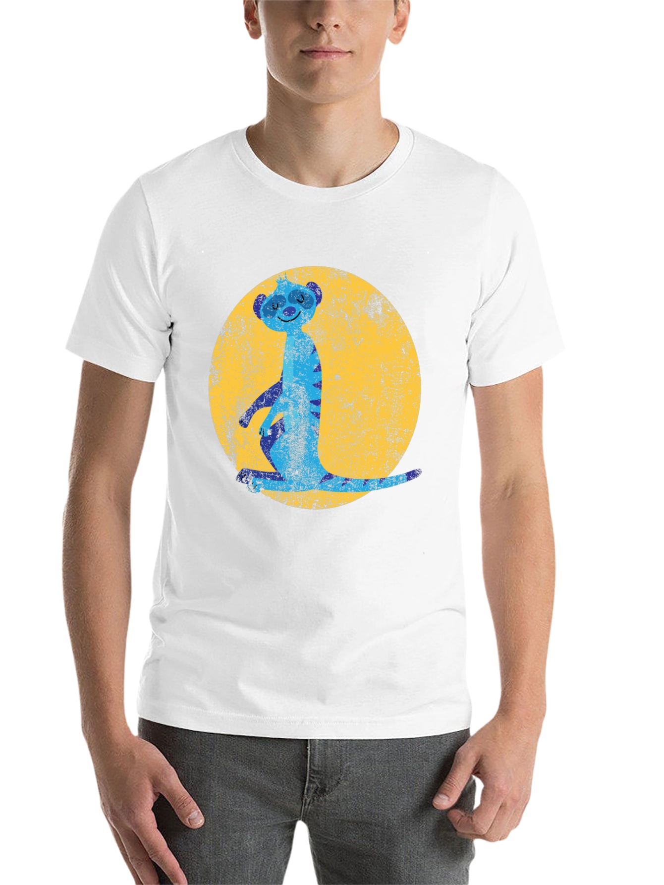 Black Meerkat Moon Men's Graphic Tee - Black view 14