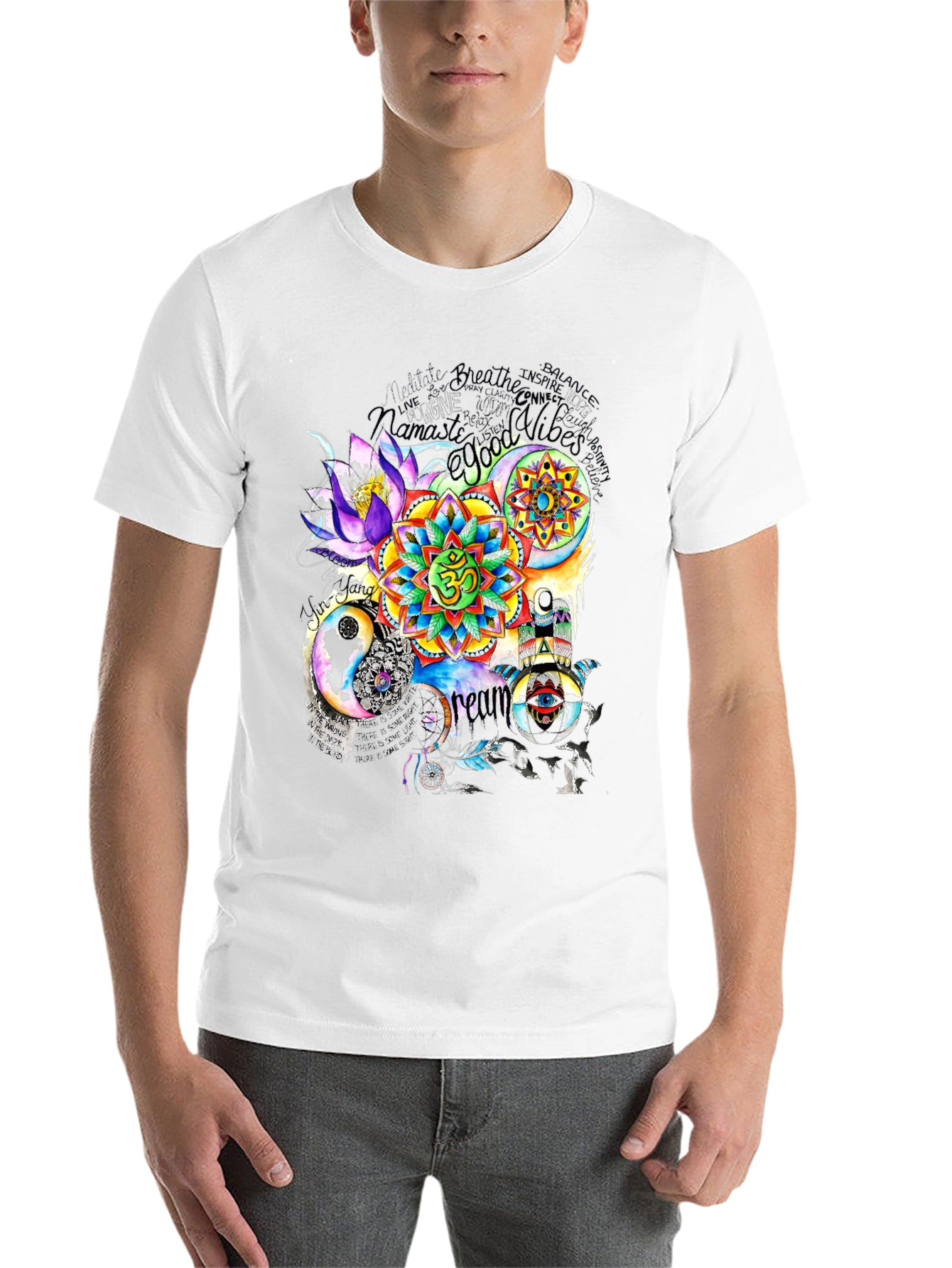 Black Om Mandala Print T-Shirt view 14