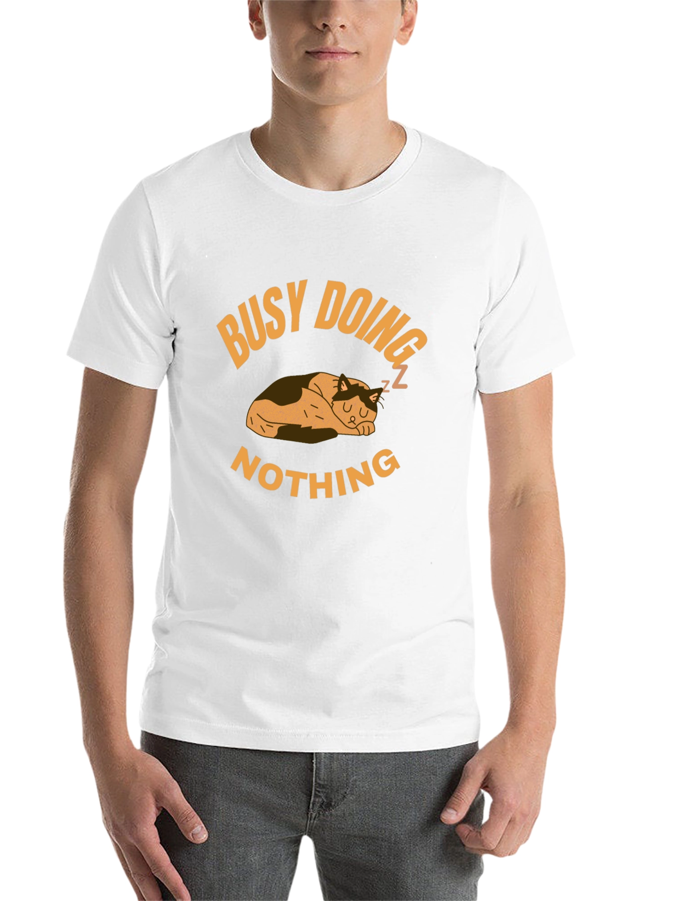 Black Busy Doing Nothing Cat Graphic T-Shirt view 14