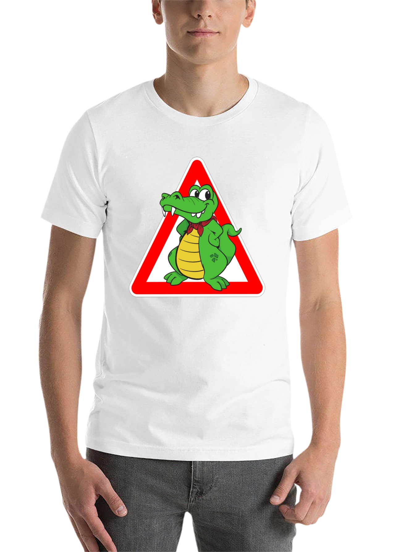 Black Cartoon Alligator Warning T-Shirt view 14