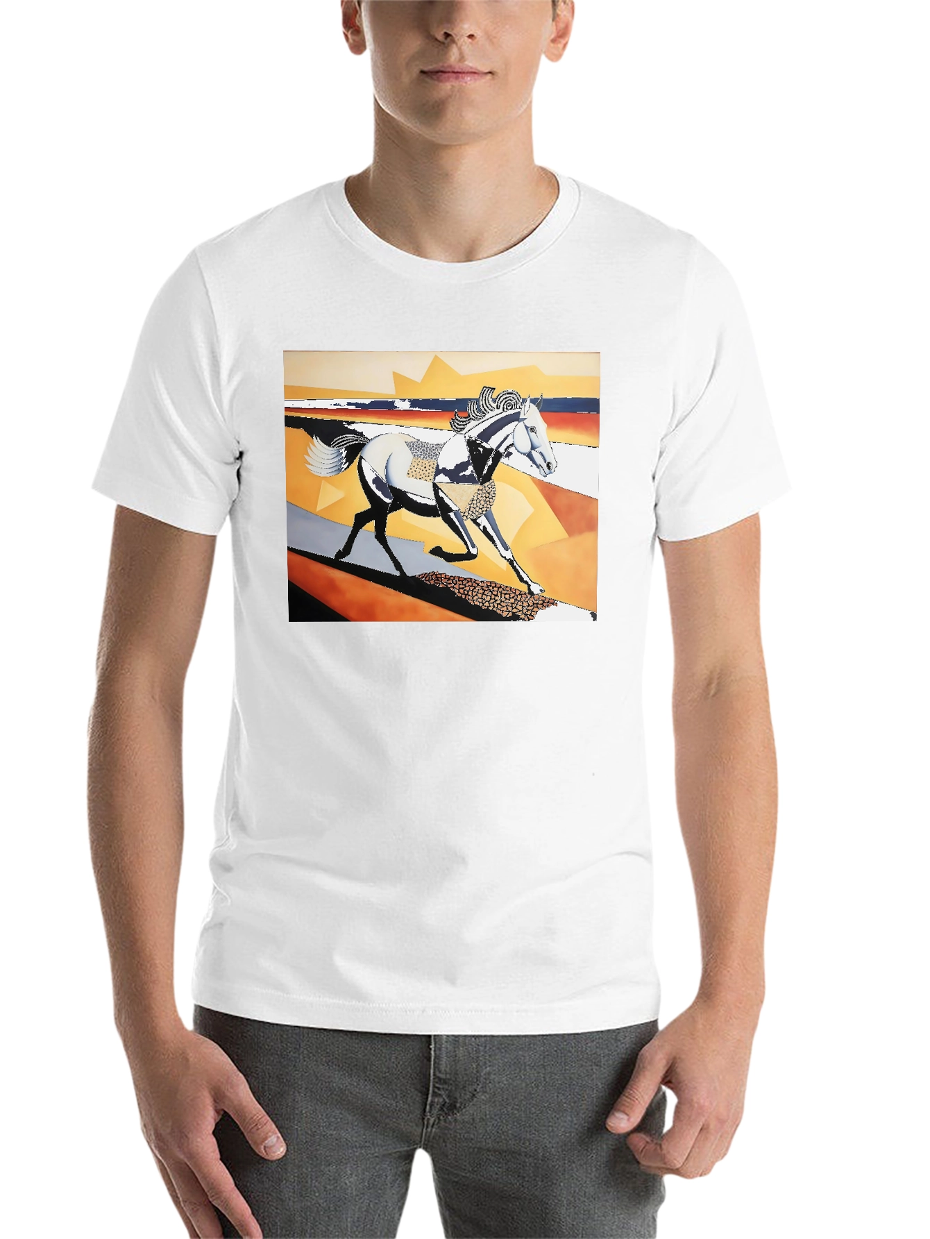 Black Abstract Horse Graphic Black T-Shirt view 14
