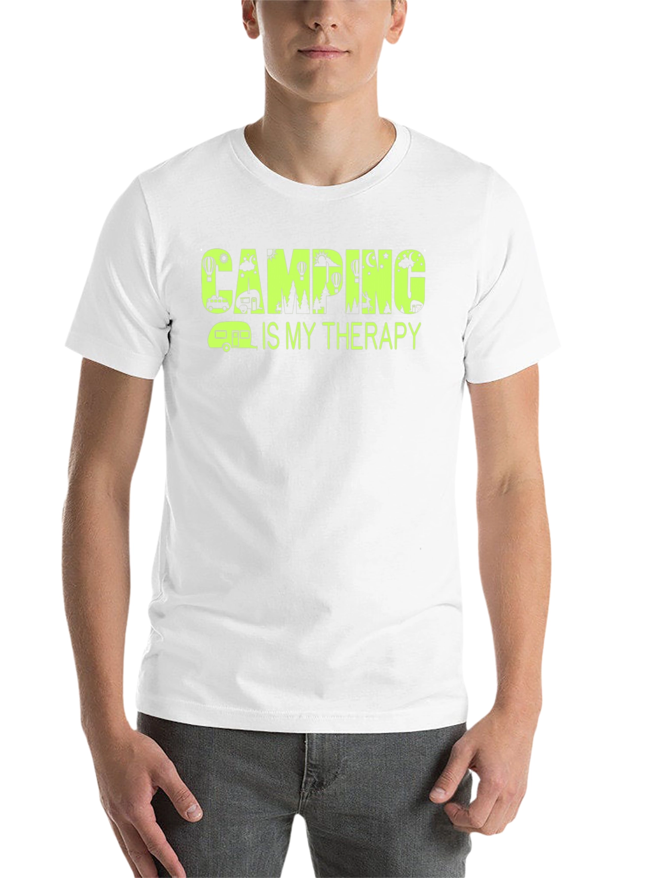 Black Camping Is My Therapy T-Shirt - Black view 14