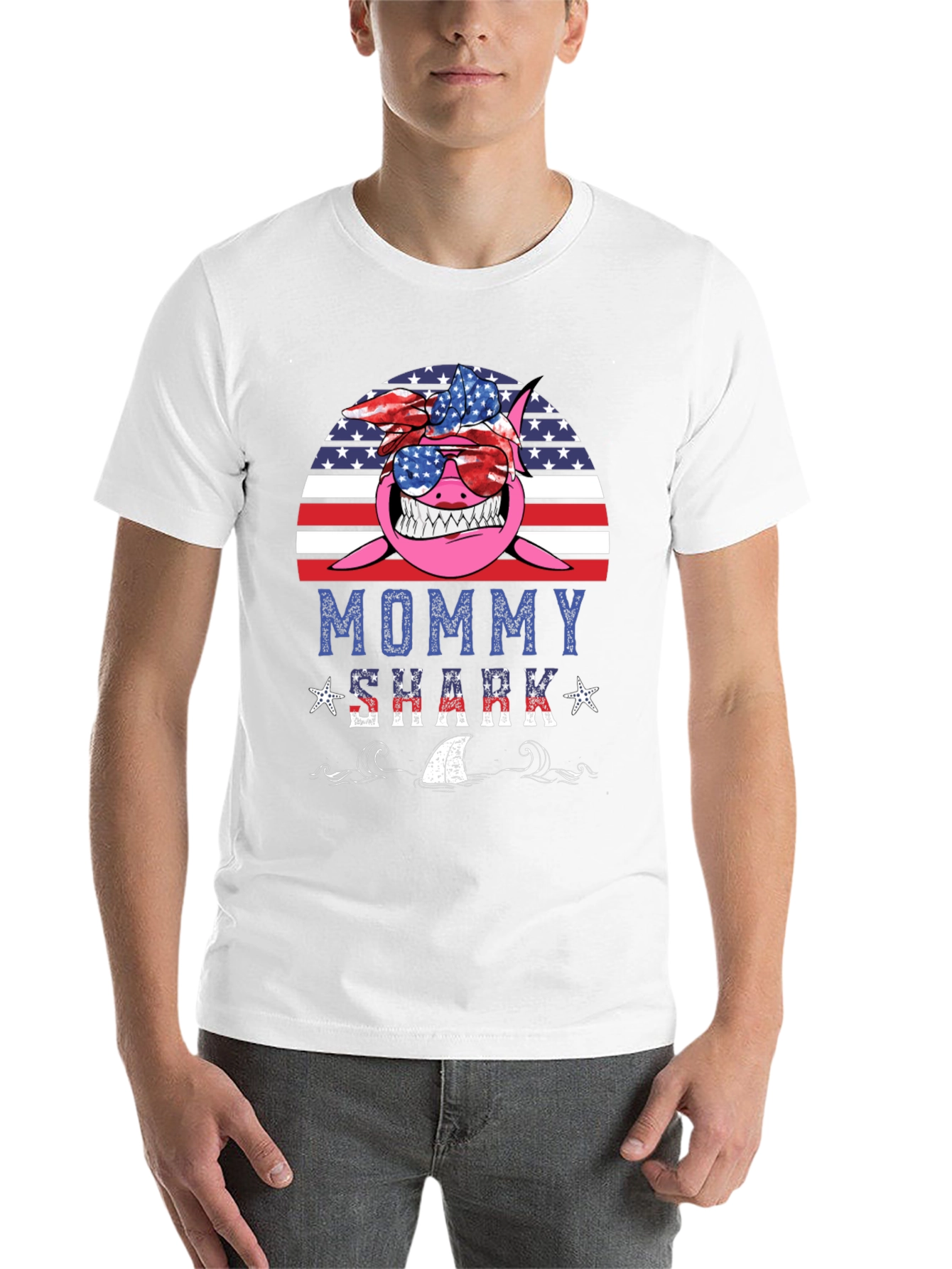 Black Mommy Shark USA Graphic Tee view 14