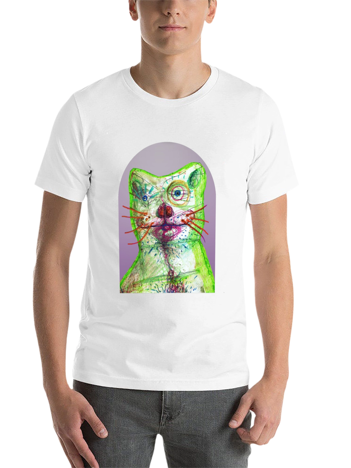 Black Artistic Cat Graphic T-Shirt - Unique Design view 14