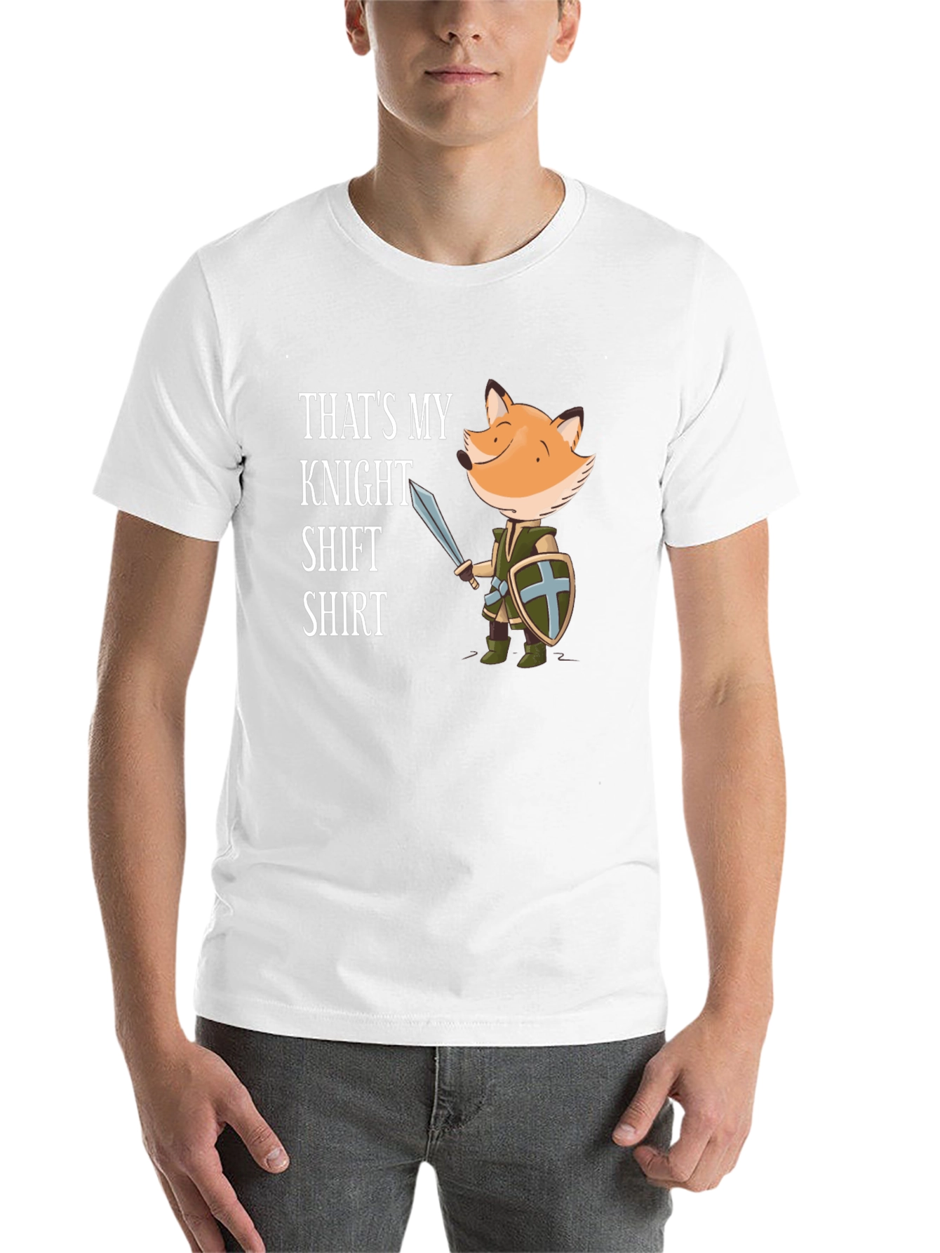 Black Funny Fox Knight T-Shirt - "That's My Knight Shift Shirt" view 14