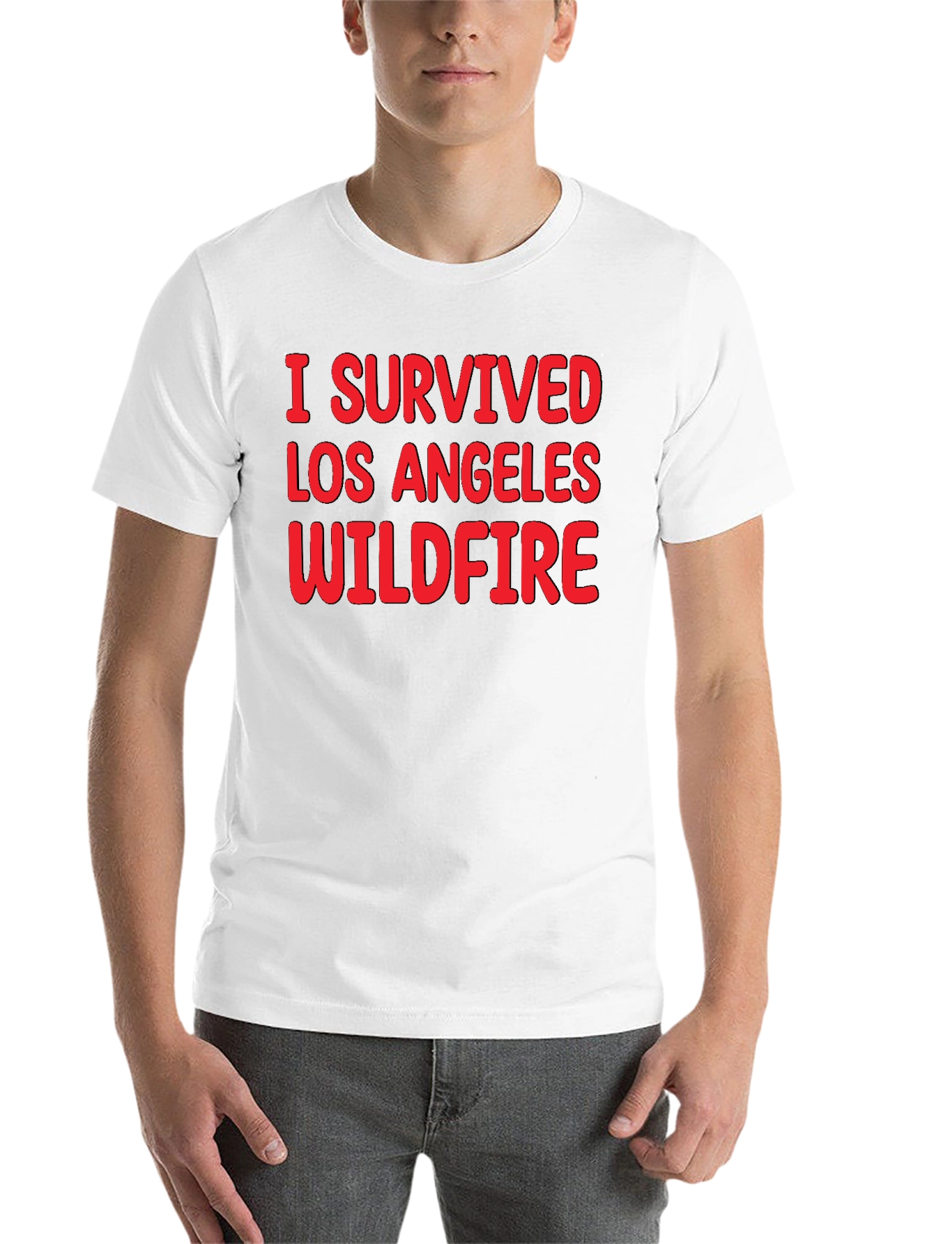 Black I Survived LA Wildfire Black T-Shirt view 14