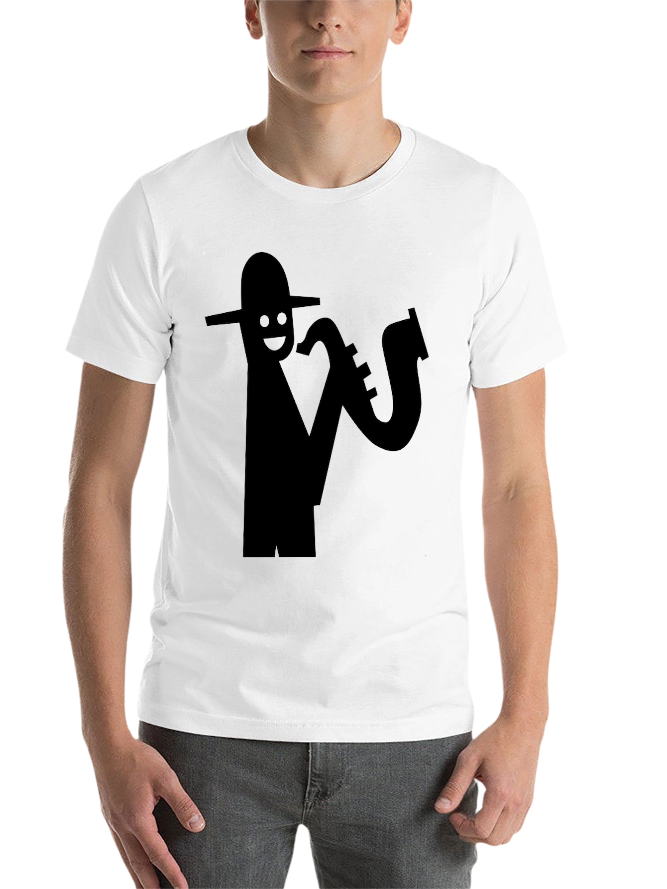 Black Cool Saxophone Player Black T-Shirt view 14