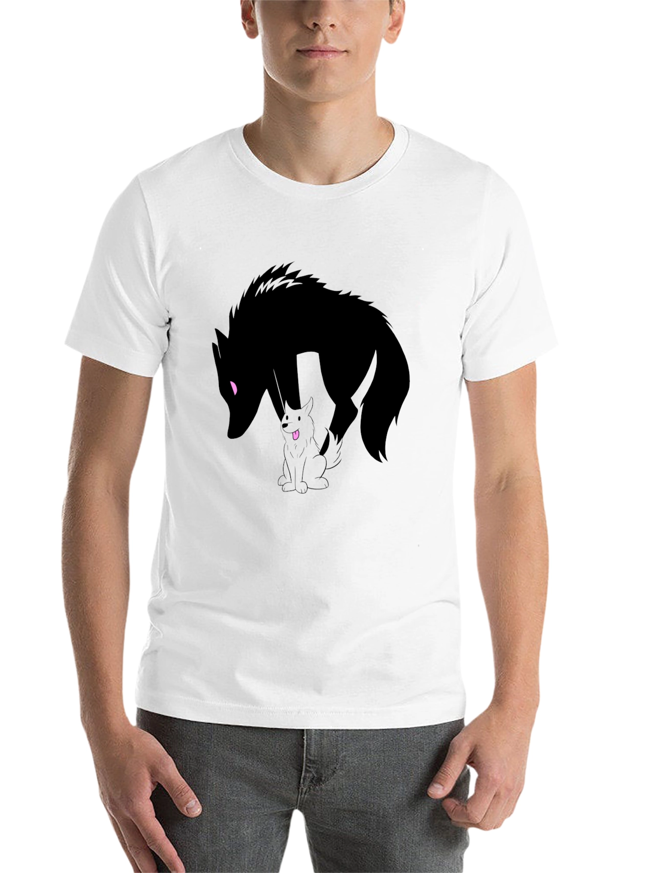 Black Wolf Silhouette Graphic Tee - Black Cotton T-Shirt view 14