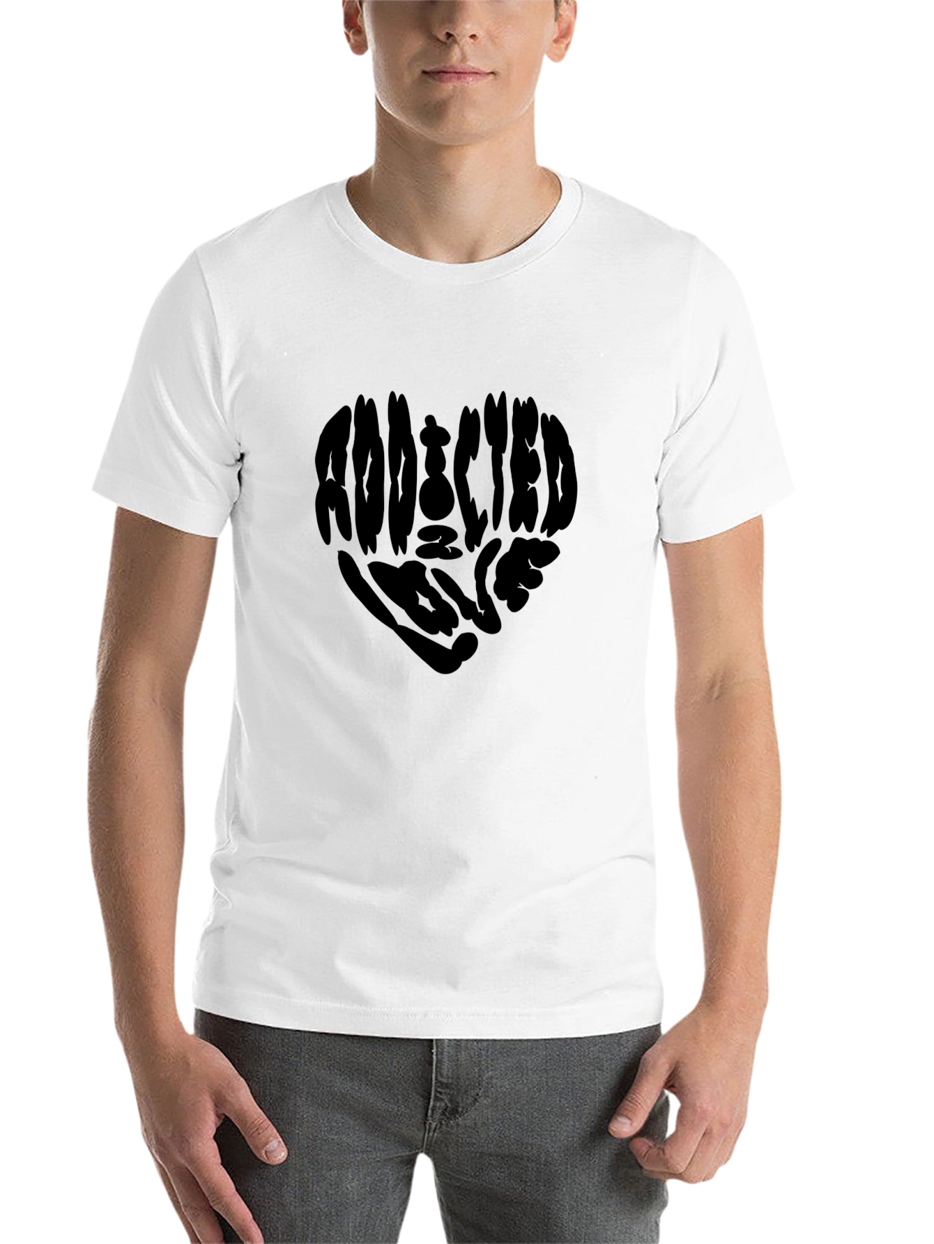 Black Addicted to Love T-Shirt - Heart Graphic Tee view 14