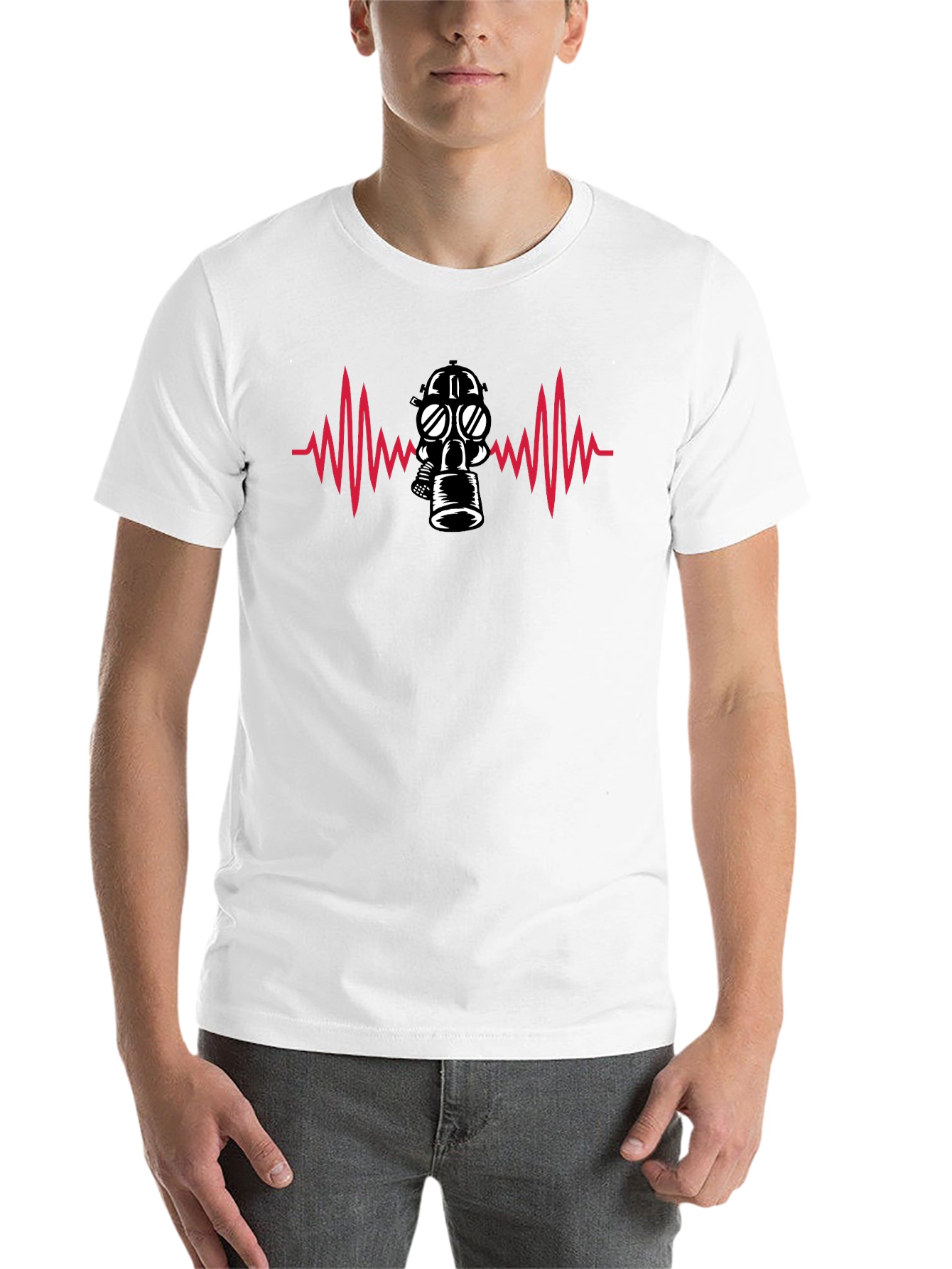 Black Gas Mask Heartbeat T-Shirt - Black view 14