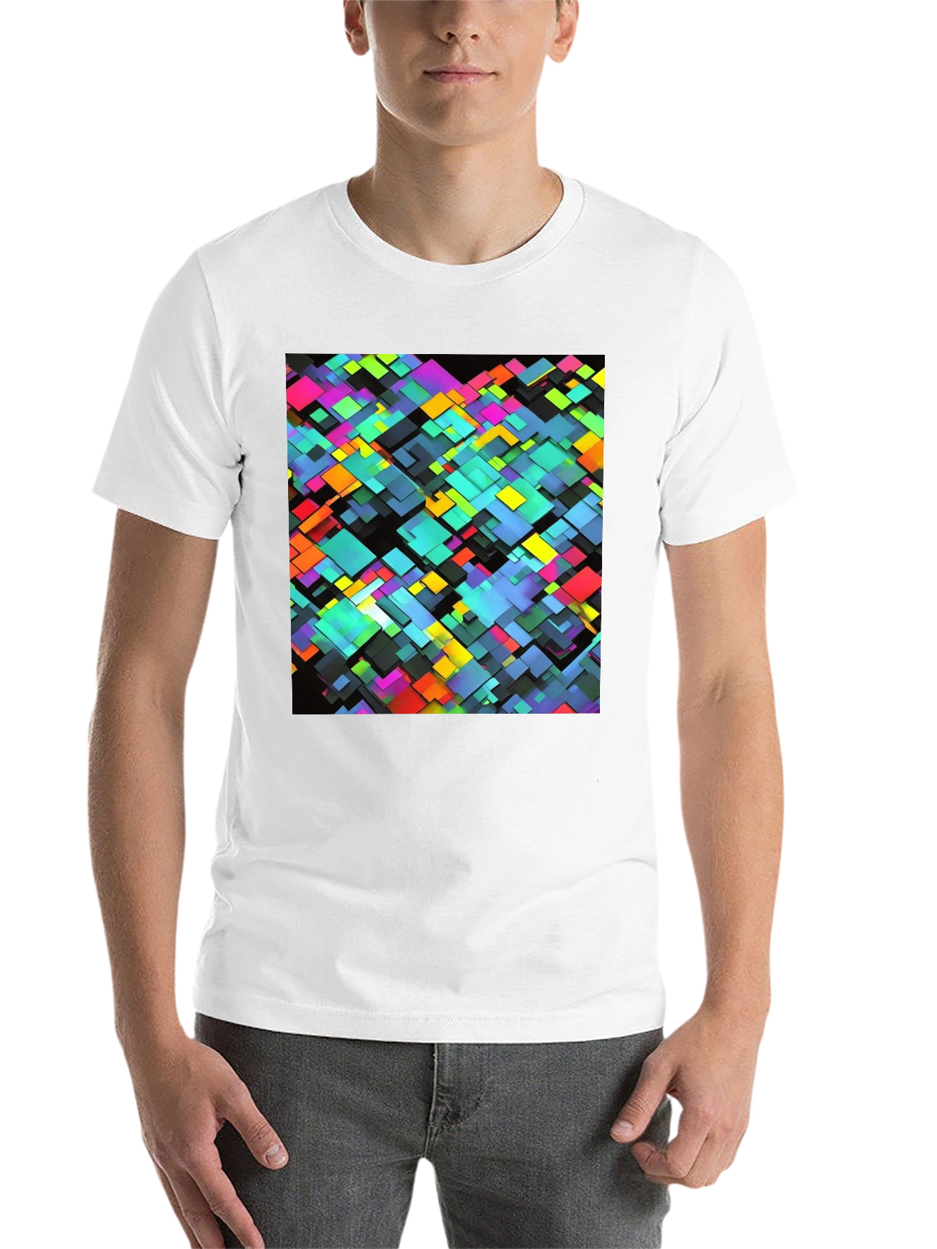 Geometric Block Print Black T-Shirt - 14