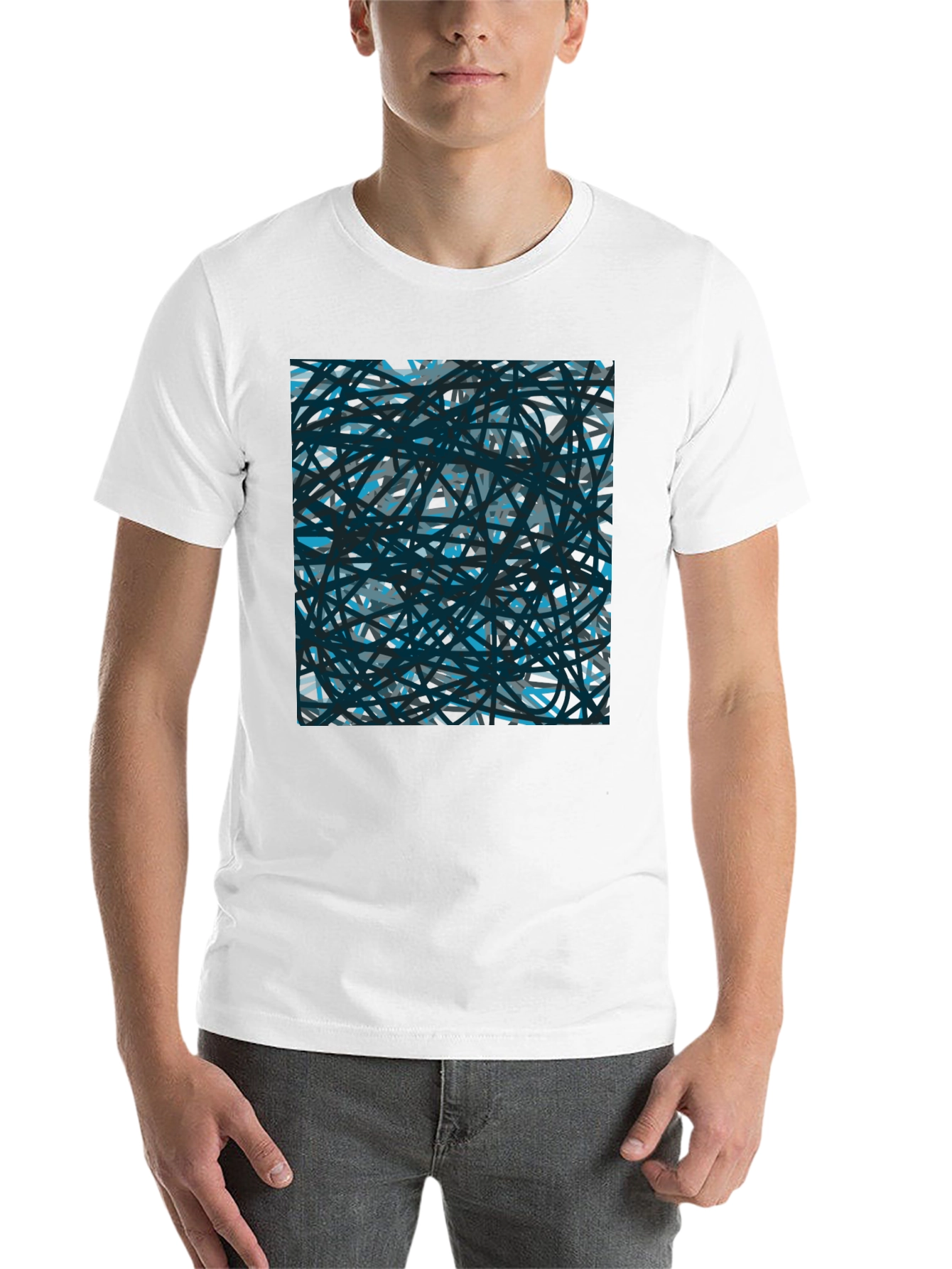 Black Abstract Lines Black T-Shirt view 14