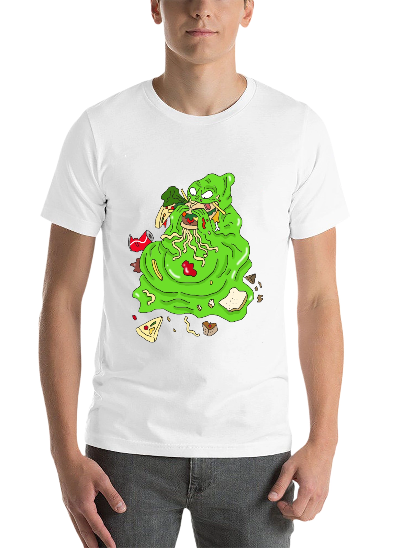 Black Green Blob Monster Eating Graphic T-Shirt view 14
