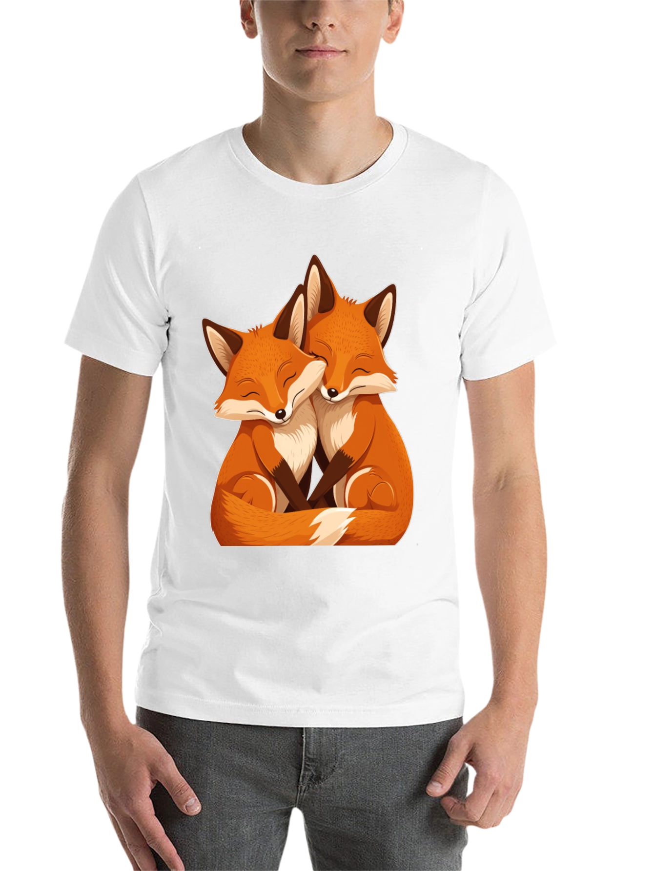 Black Foxes Hugging Graphic Tee view 14