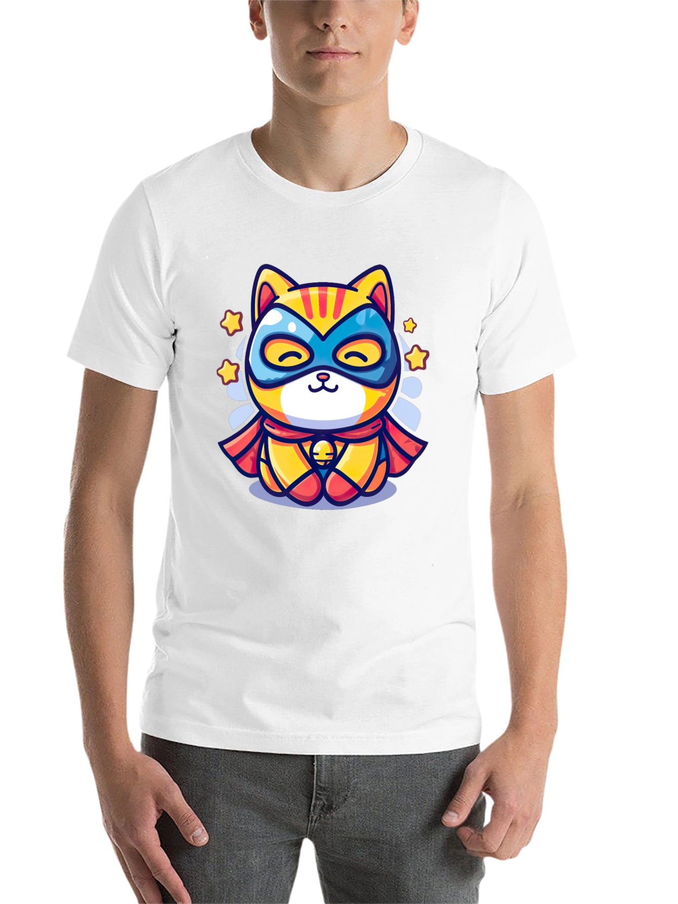 Black Superhero Cat Graphic T-Shirt - Cool Design view 14