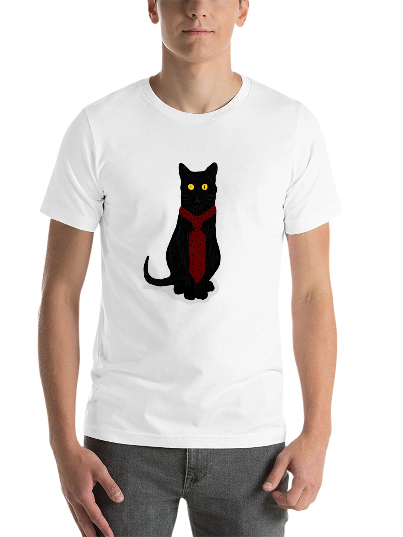 Black Black Cat in Tie Graphic Tee - Men's Fashion view 14