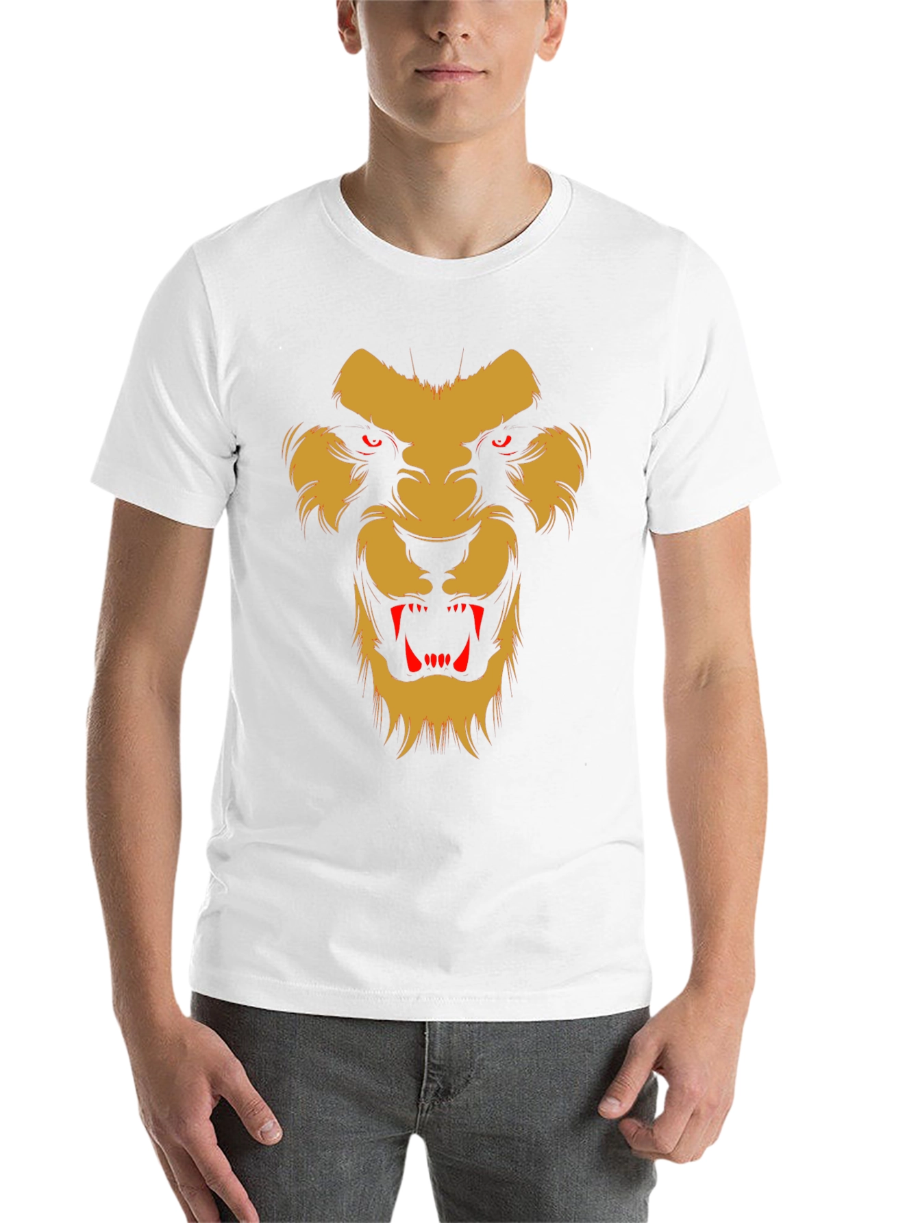 Black Fearsome Lion Graphic Black T-Shirt view 14