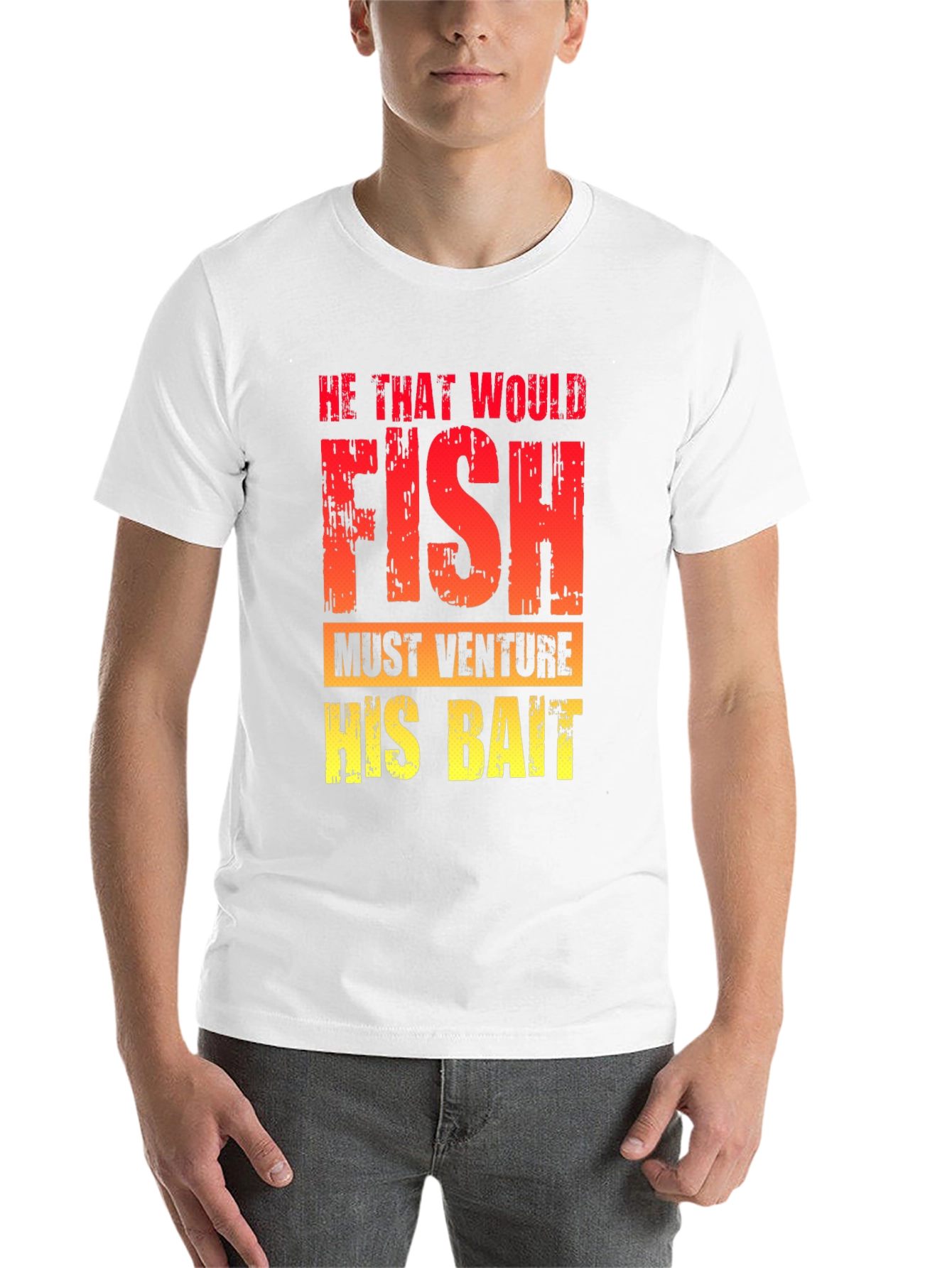 Black He That Would Fish T-Shirt - Fishing Quote Tee view 14