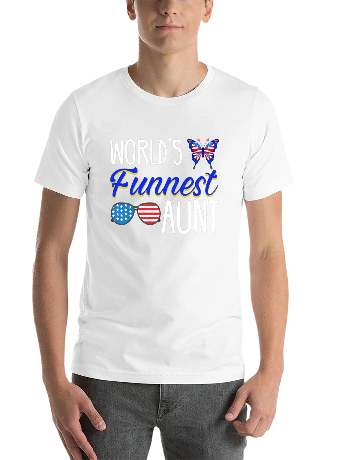 Black World's Funnest Aunt Patriotic T-Shirt view 14