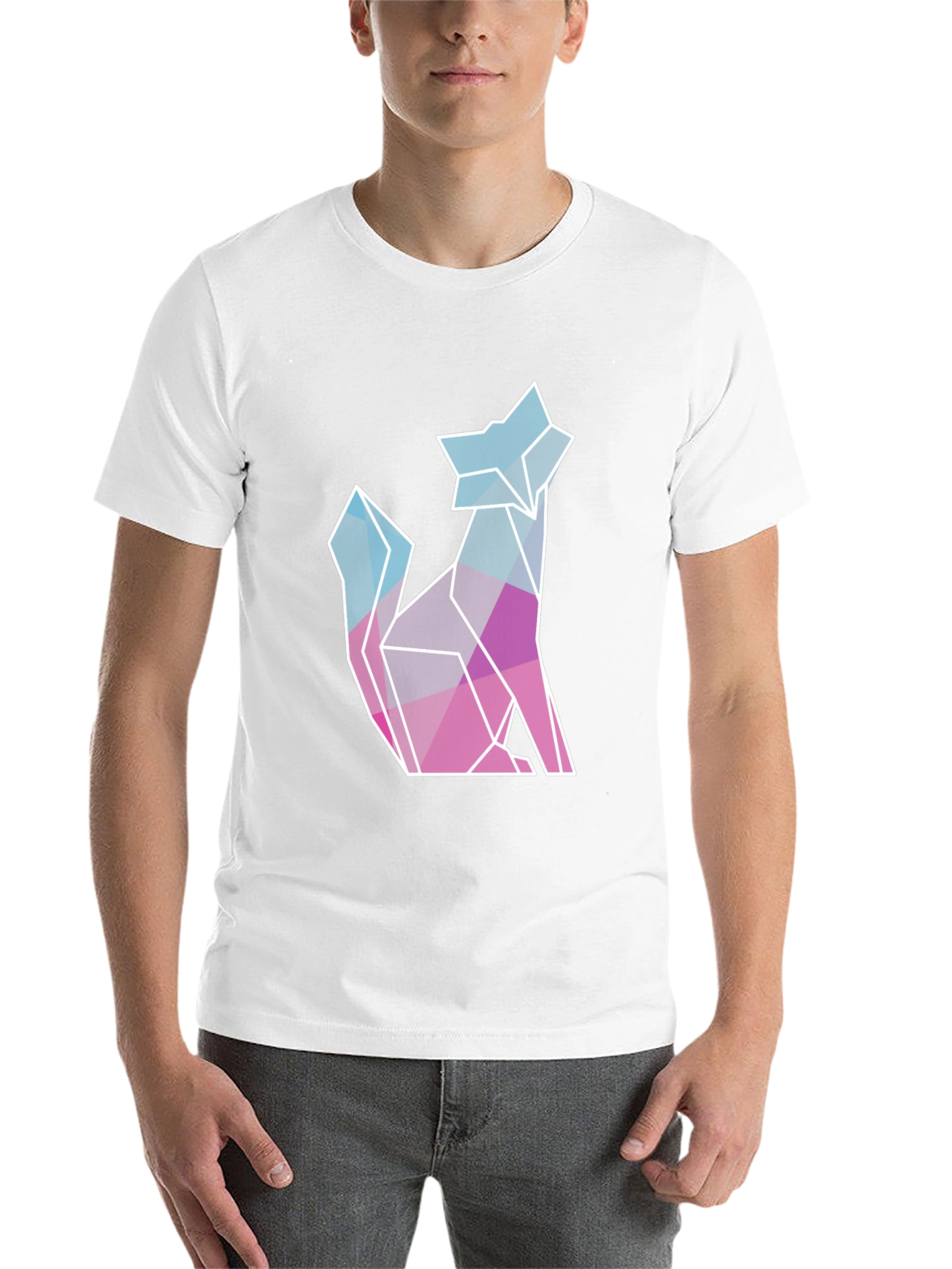 Black Geometric Wolf Graphic Tee - Modern Style view 14