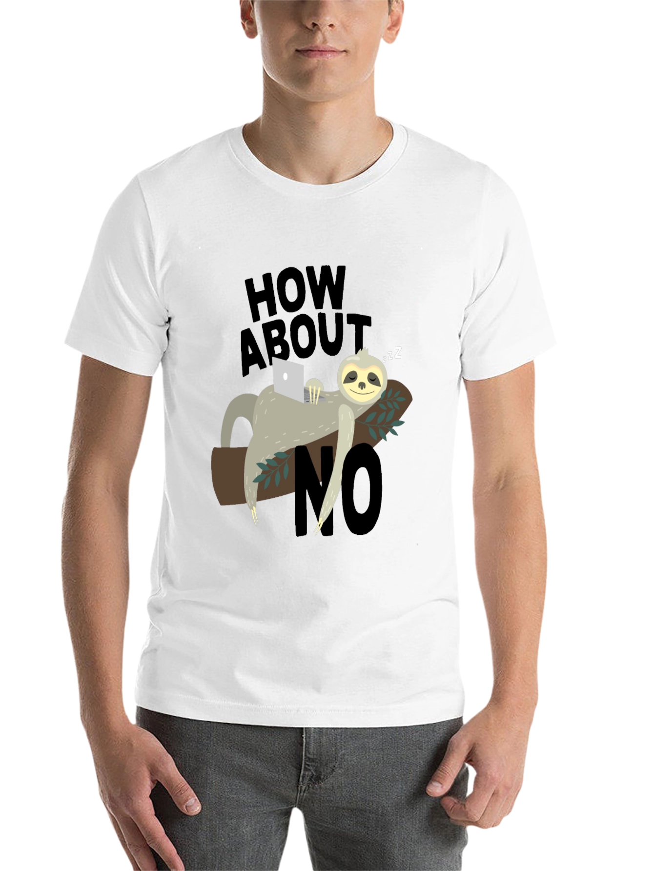 Black Lazy Sloth 'How About No' Graphic T-Shirt view 14