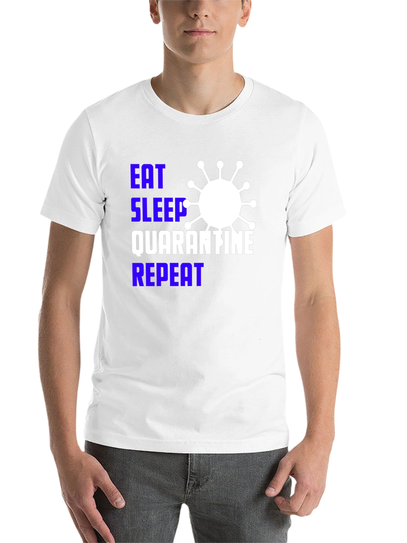 Black Eat Sleep Quarantine Repeat Black Graphic Tee view 14