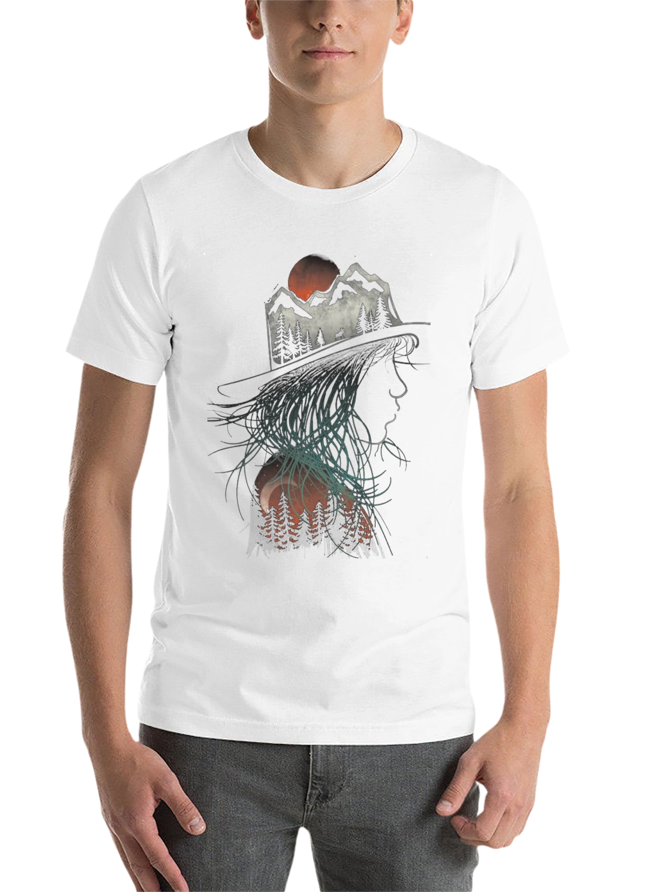 Black Nature Silhouette Graphic T-Shirt view 14