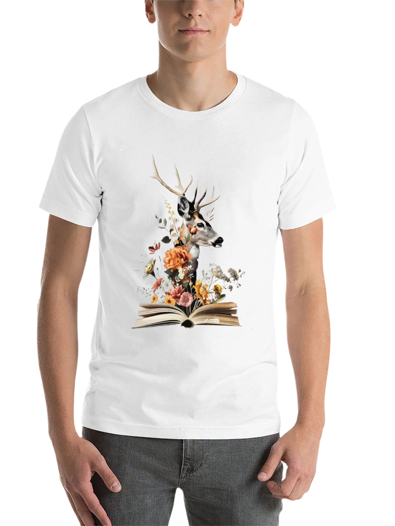 Black Deer in Book Floral Tee view 14