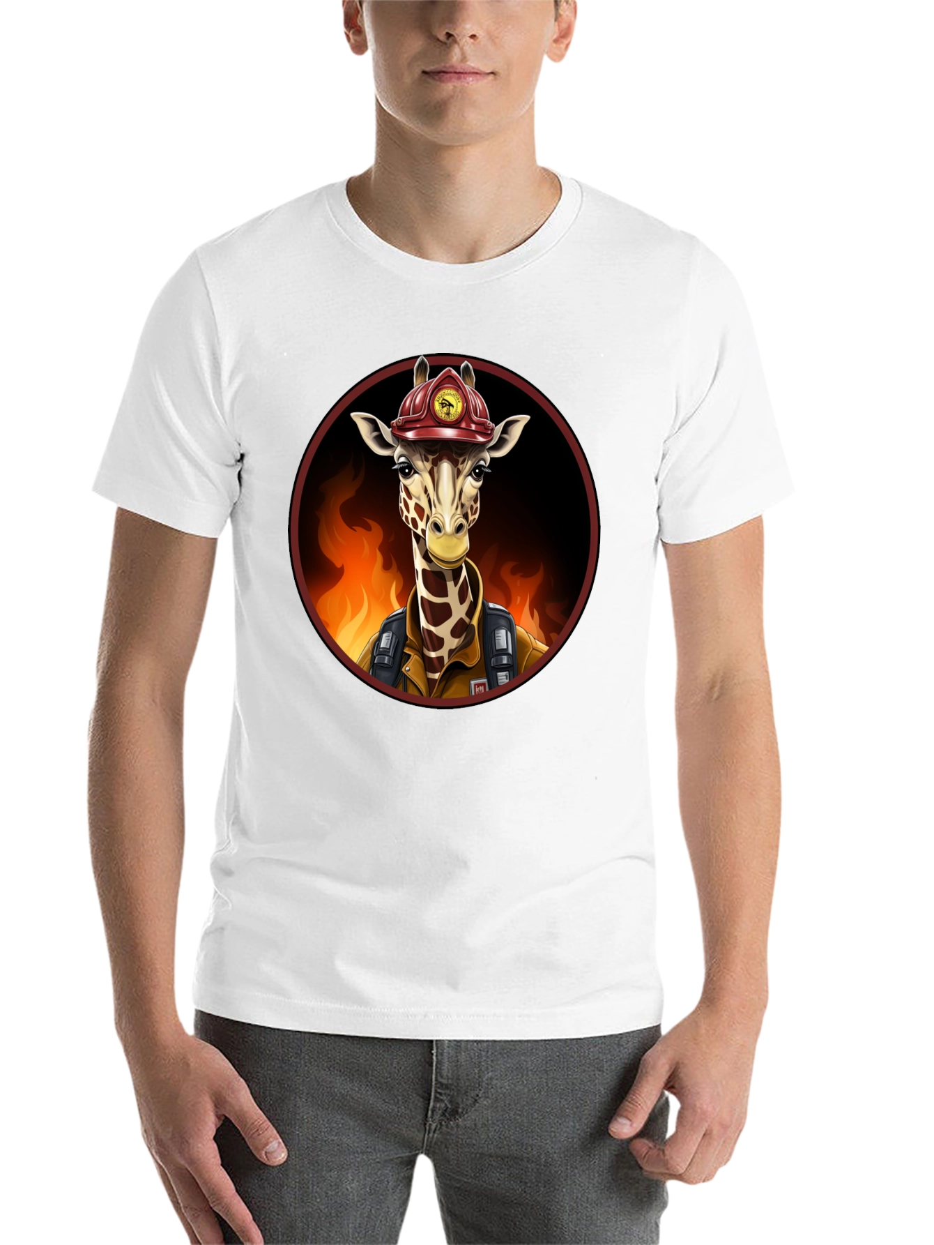 Black Giraffe Firefighter Graphic Tee view 14