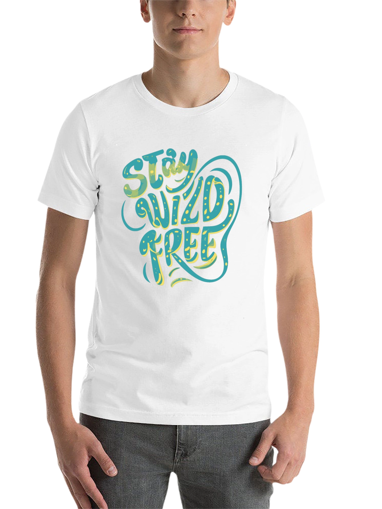 Black Stay Wild Free Graphic Tee - Black Cotton T-Shirt view 14