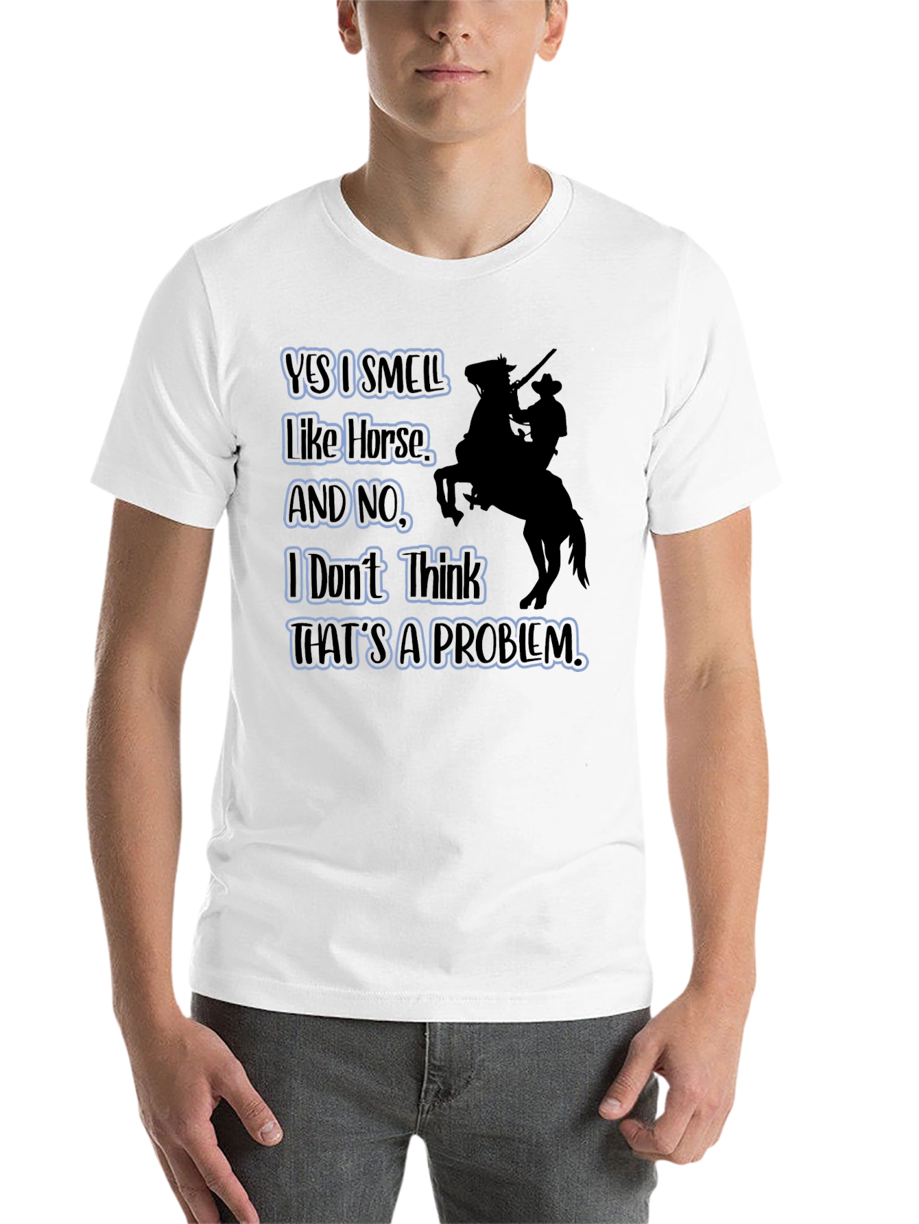 Black Humorous "Yes I Smell Like Horse" Graphic T-Shirt view 14