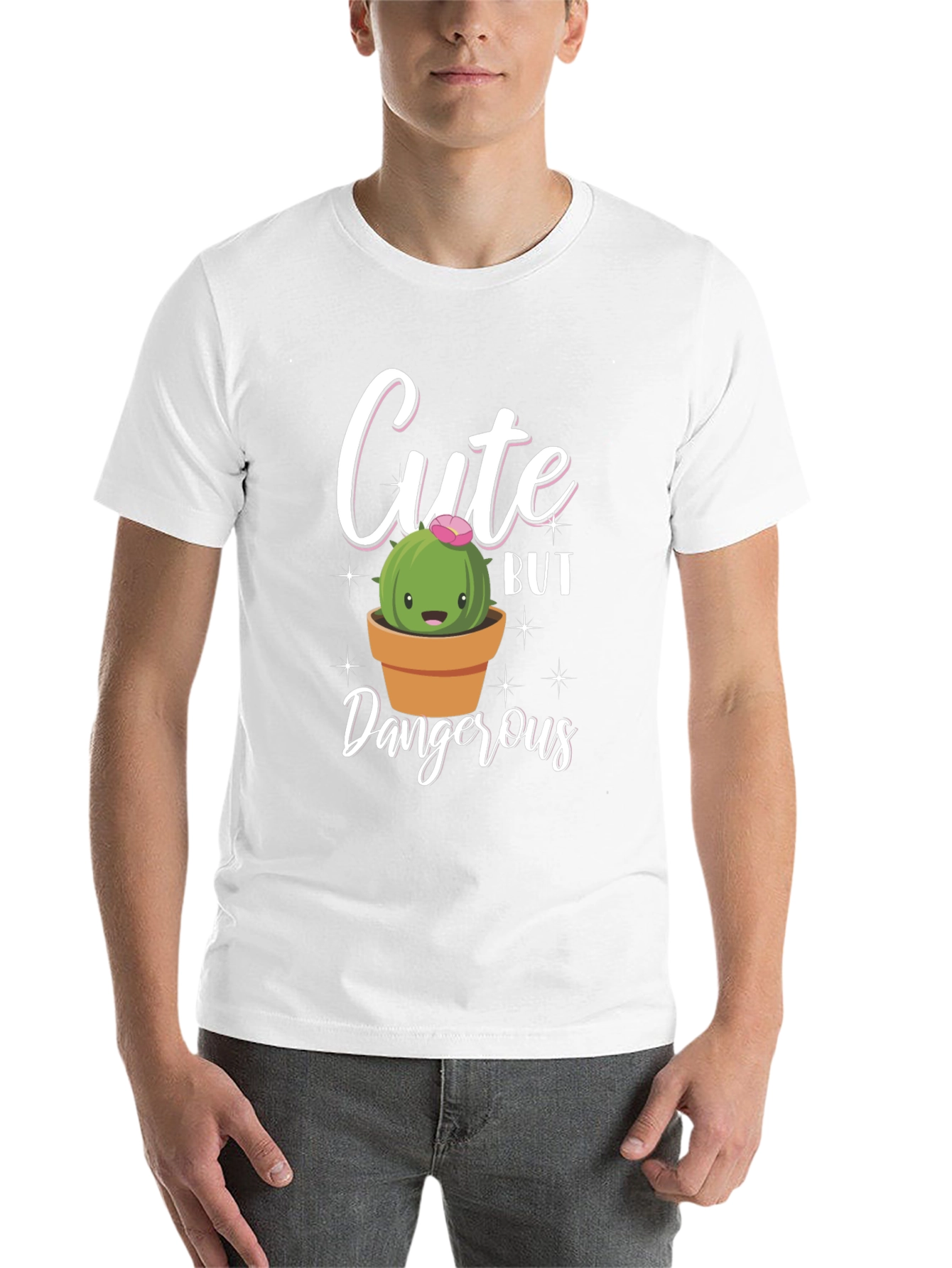 Black Cute But Dangerous Cactus Graphic T-Shirt view 14