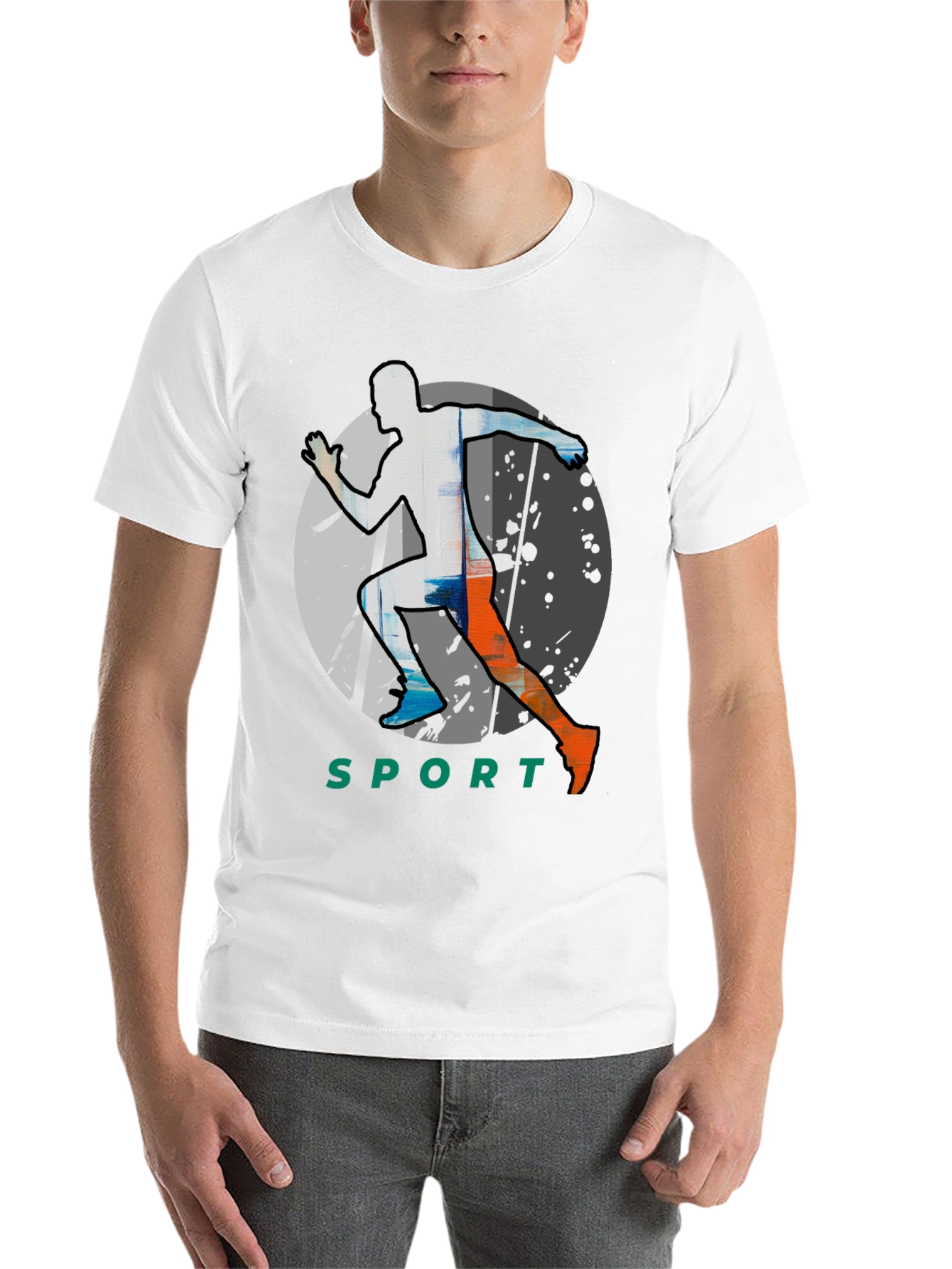 Men's Black Graphic Tee - Sport Runner Design - 14