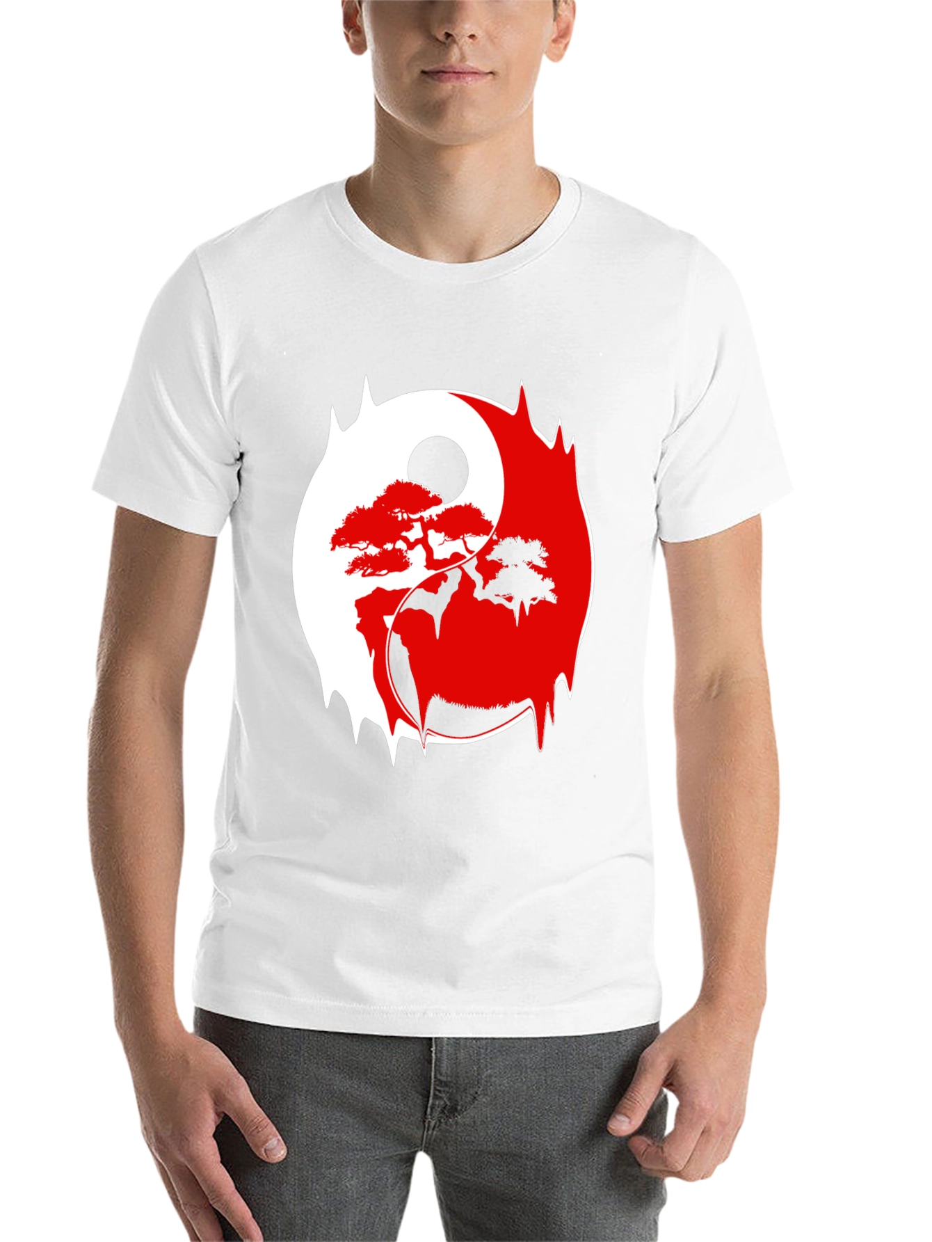 Black Yin Yang Bonsai Tree Graphic Tee - Stylish & Unique view 14