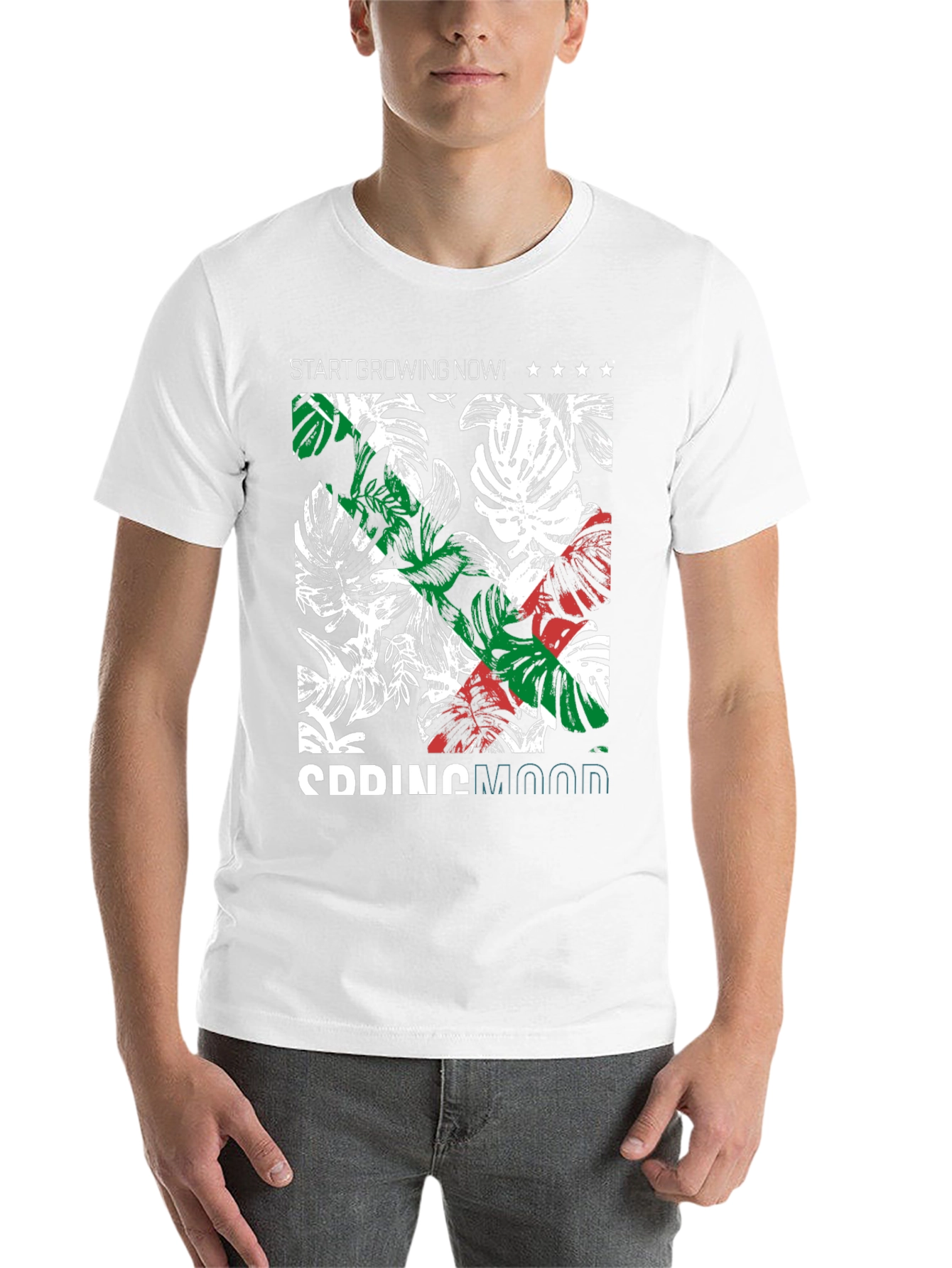 Tropical Plant Print Graphic Tee - 14