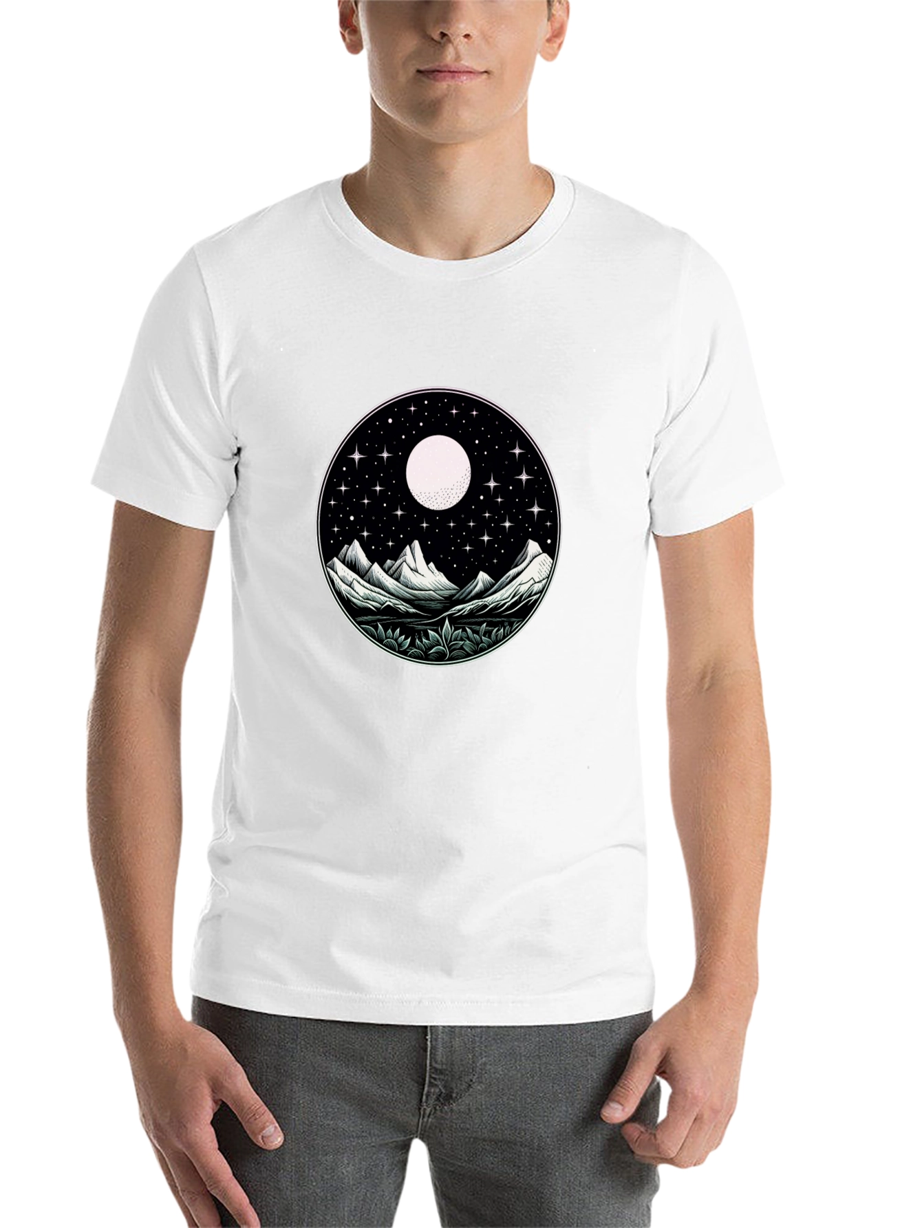 Black Night Sky Mountain Graphic Tee - Unisex view 14