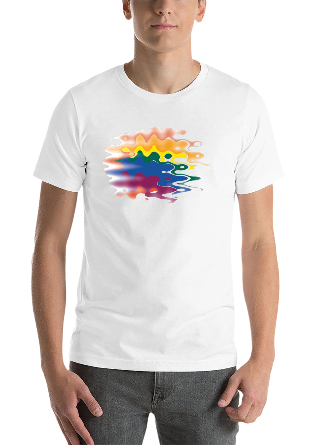 Black Abstract Colorful Graphic Print Black T-Shirt view 14