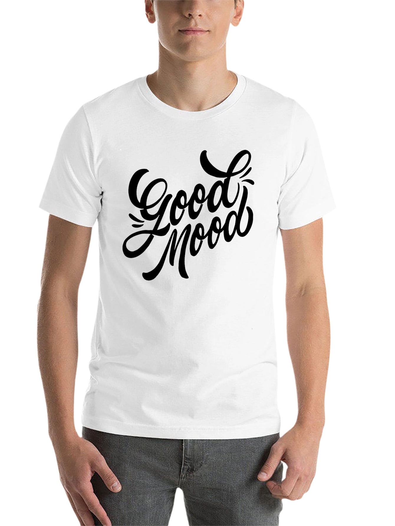 Black Good Mood Graphic Tee - Stylish Black T-Shirt view 14